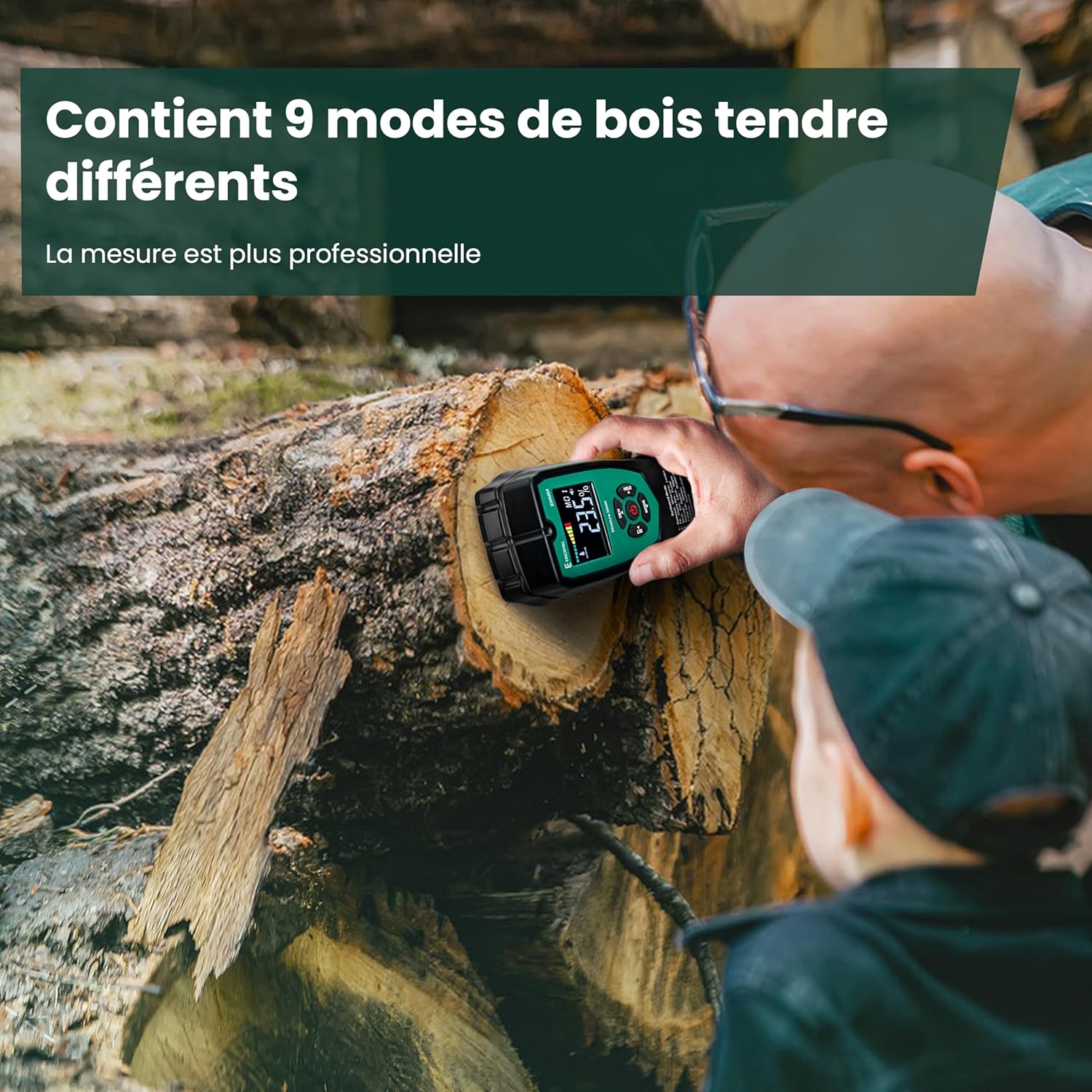 Thumbnail 3 de ERICKHILL Humidimètre non invasif en bois – 4 modes, écran LCD rétroéclairé, détection humidité pour bois, cloison sèche et maçonnerie