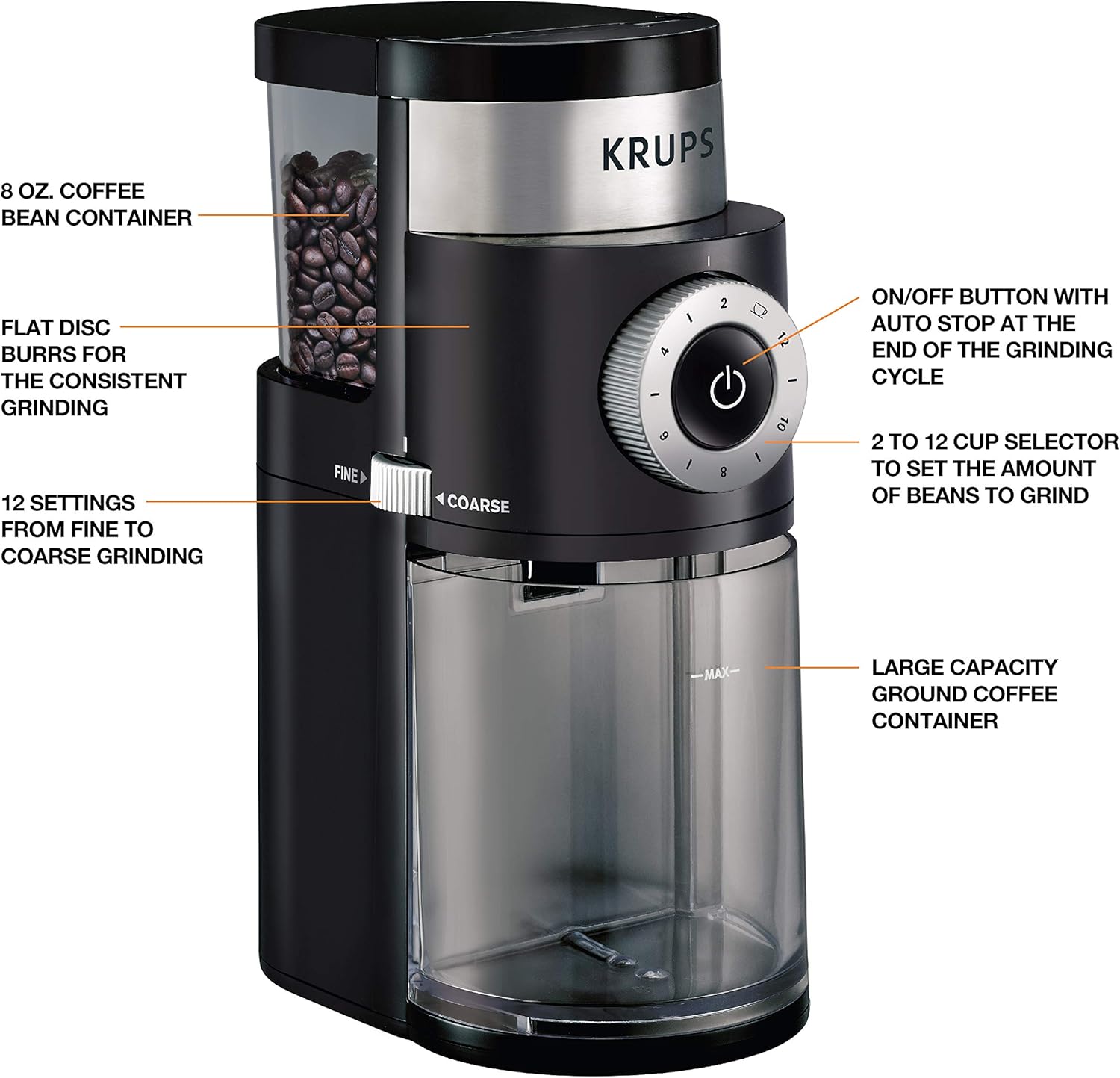 Thumbnail 1 de KRUPS Precision Burr Coffee Grinder 110W