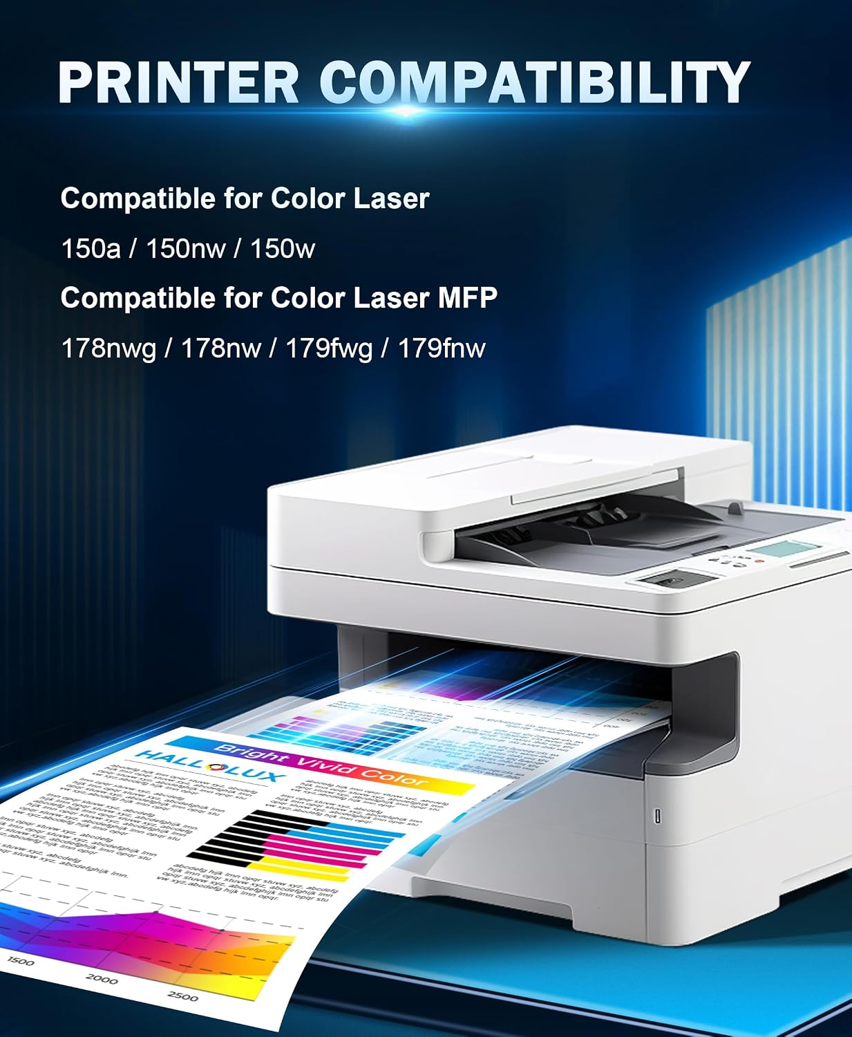 Detalle de HALLOLUX 117A Toner-Set kompatibel für HP 117A (1x Schwarz, 1x Cyan, 1x Magenta, 1x Gelb) für Color Laser MFP 178/179/150