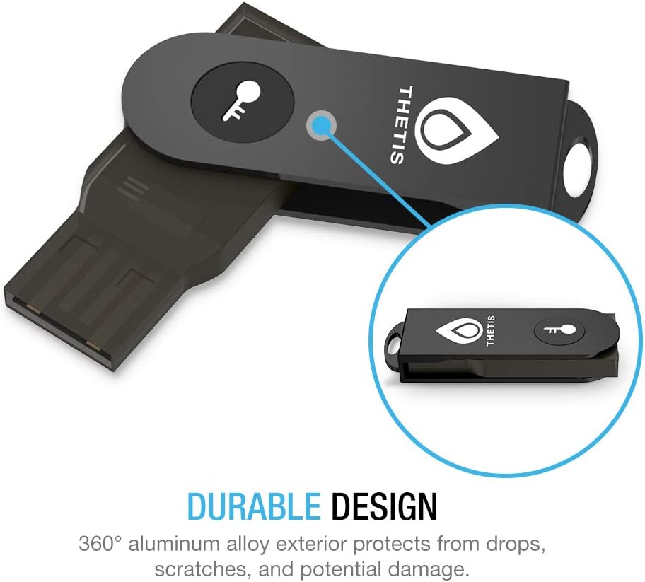 Detalle de FIDO2 Security Key with Folding Design by Thetis – Universal USB Type A 2FA for Windows, Linux, and more
