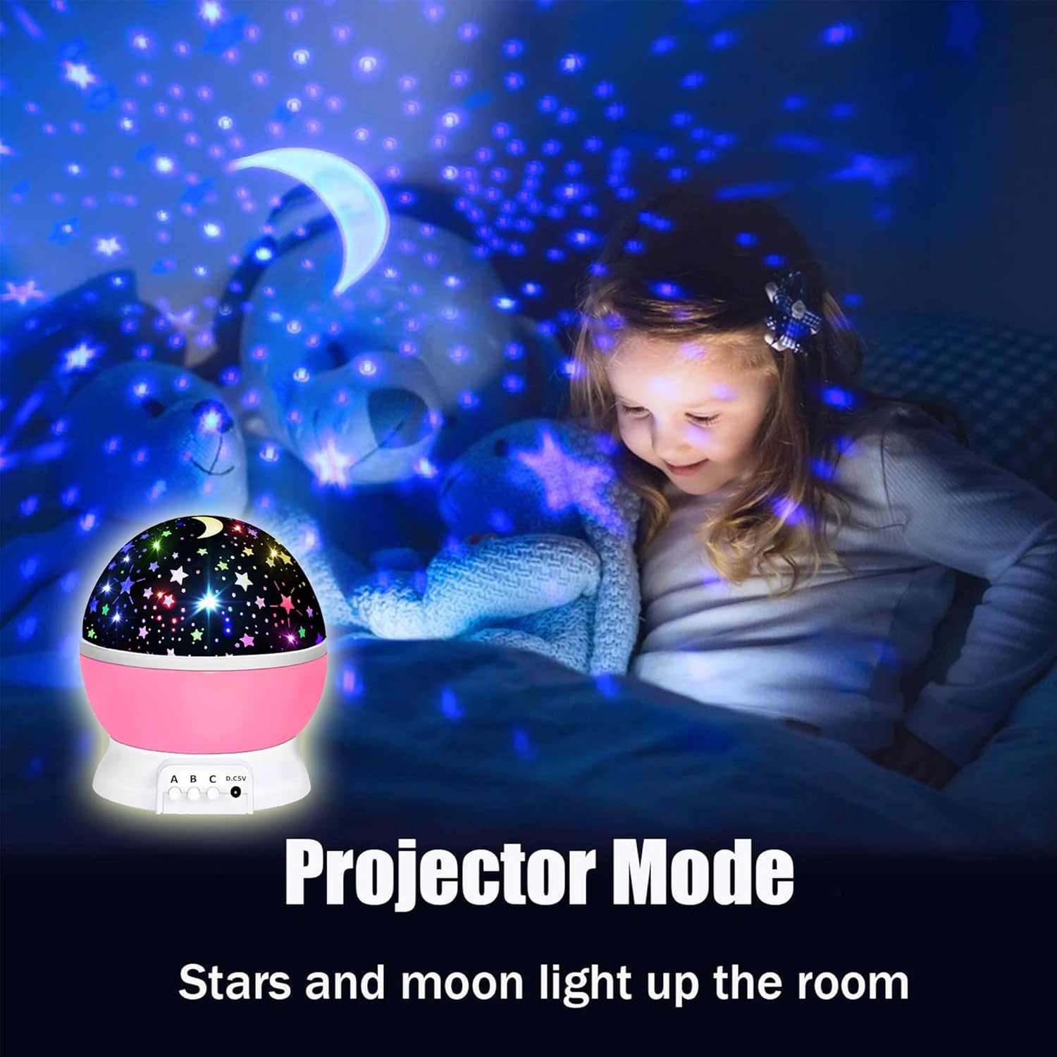 Detalle de Girls Toys Star Night Light Projector (3–10 years) with 360° rotation and starry sensory lights