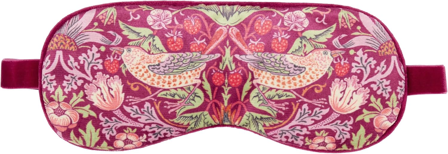 Detalle 2 de William Morris At Home Sleep Mask in Dried Lavender (Strawberry Thief) – black out travel eye mask