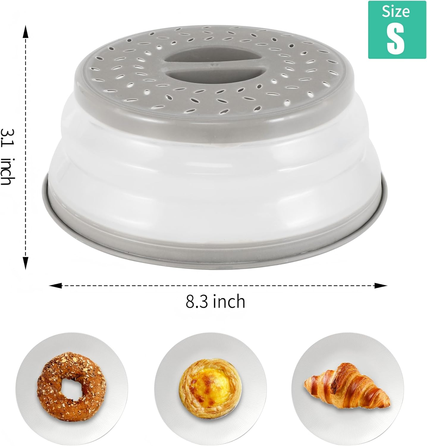 Detalle 2 de RUNZI 020 Collapsible Microwave Food Cover, Vented 8.3-Inch Lid