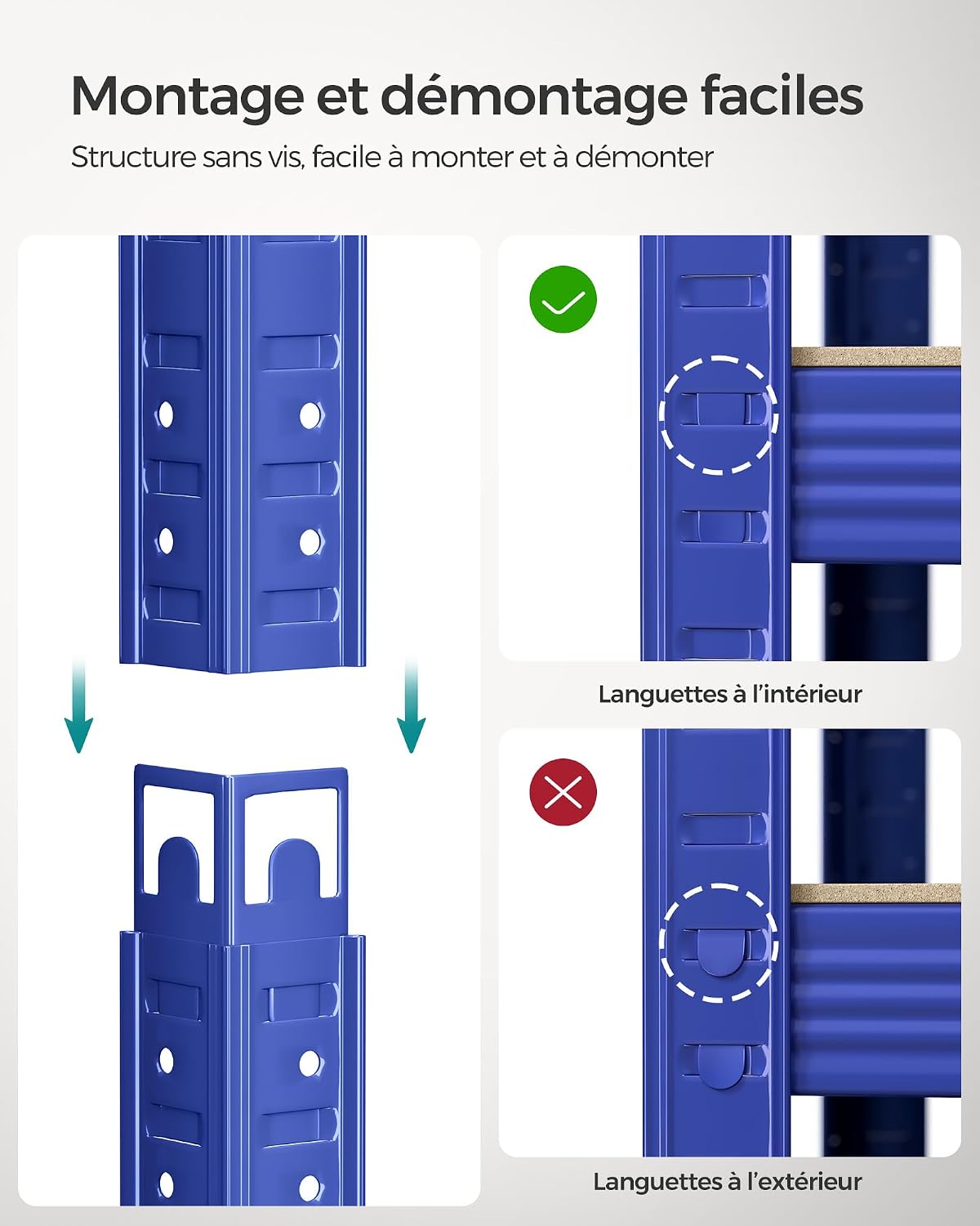 Detalle 2 de SONGMICS GLR060Q01 rek voor zware spullen, 5 niveaus, verstelbaar en deelbaar