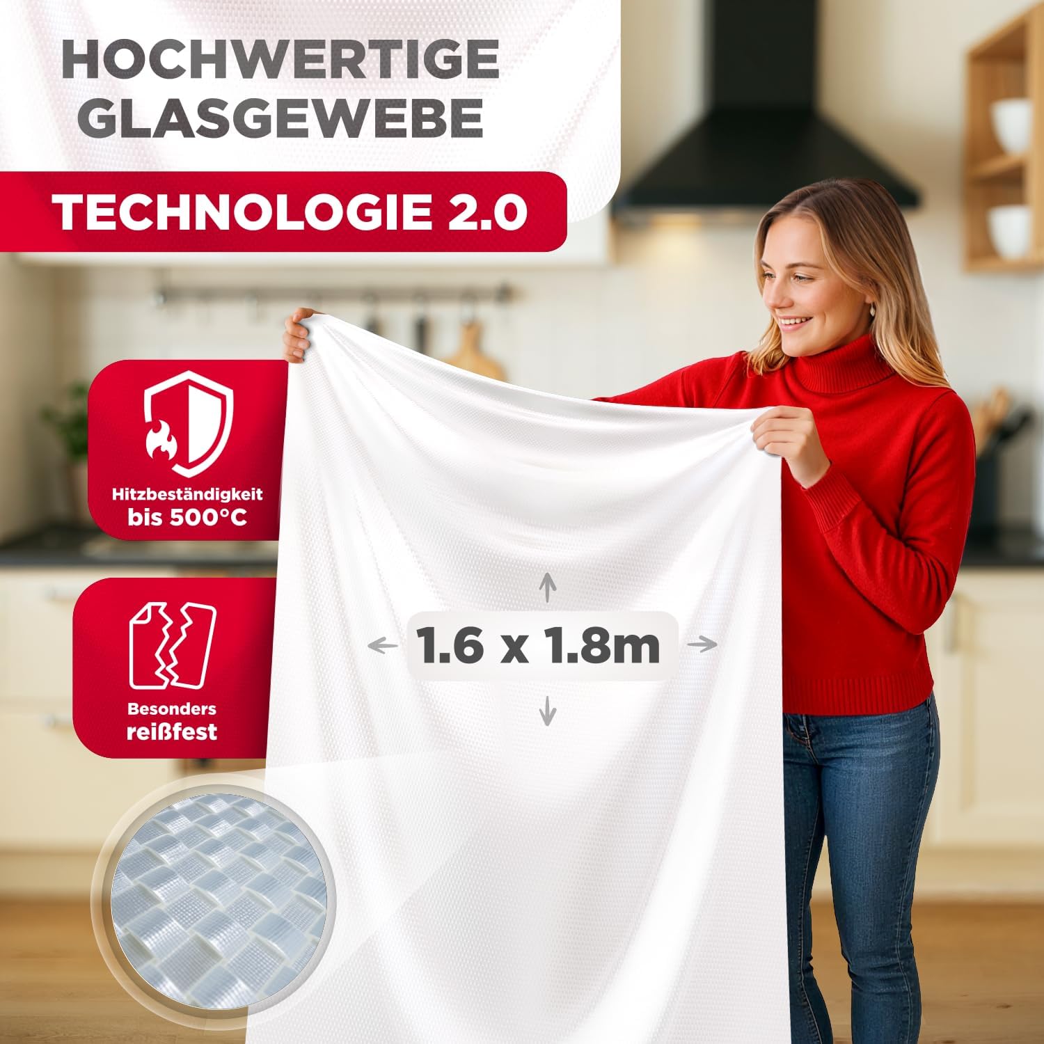 Detalle 2 de Contrablaze Feuerlöschdecke 1,6x1,8 m – Sicherheit für Küche, Haushalt und Notfälle