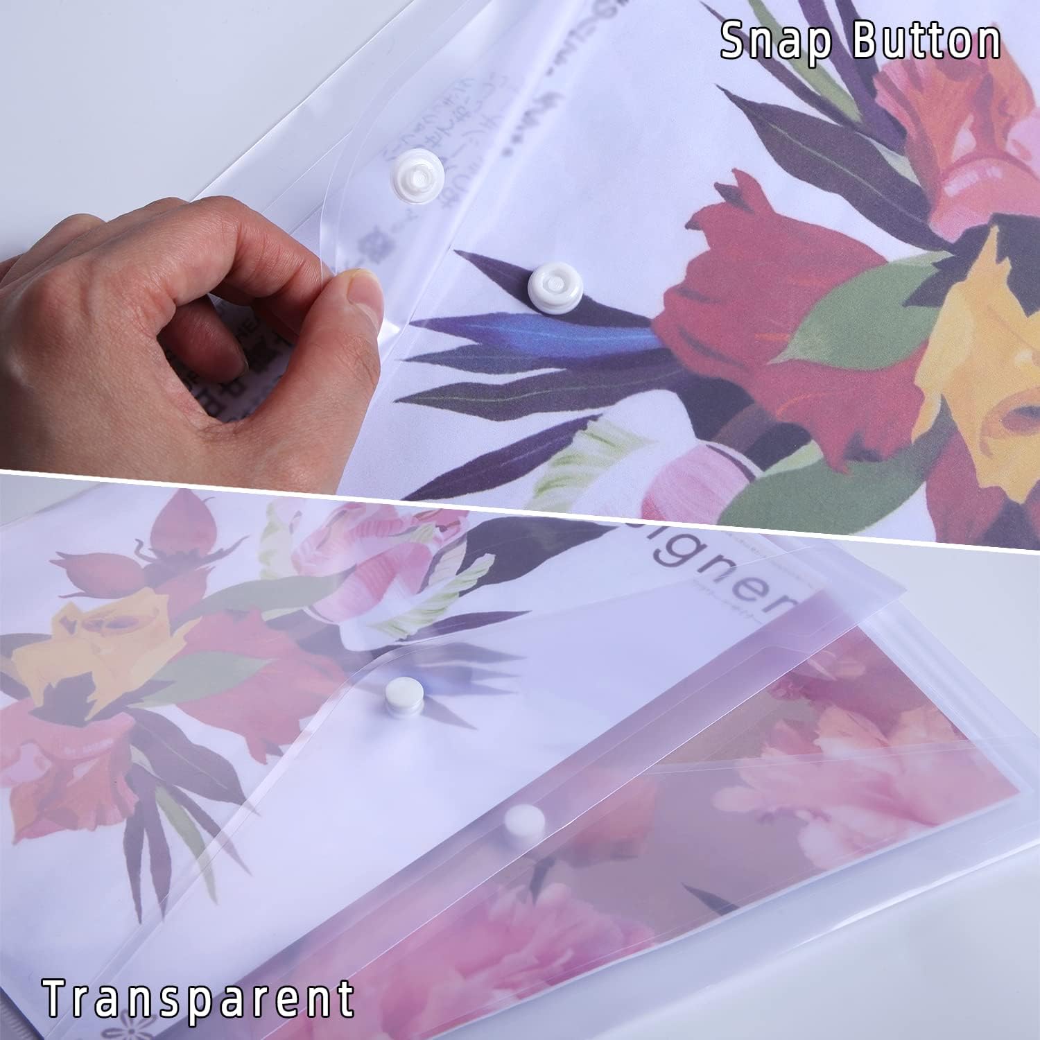Thumbnail 2 de Clear Plastic Wallets 24Pcs – A4 File Document Paperwork Folder with Button