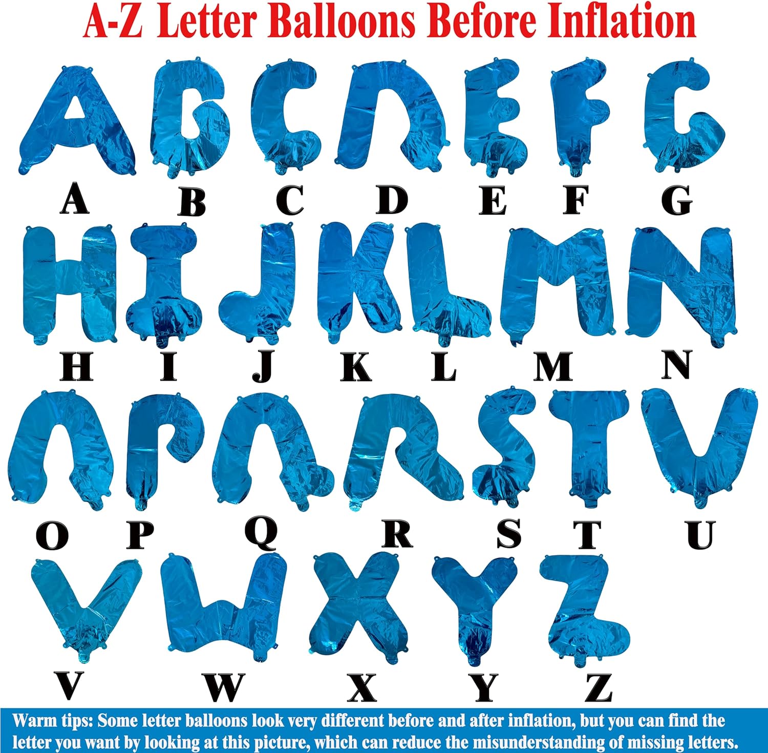 Thumbnail 5 de TONIFUL 52-Piece 16-Inch Silver A–Z Letter Balloons (Mylar Foil) for DIY Personalized Phrases