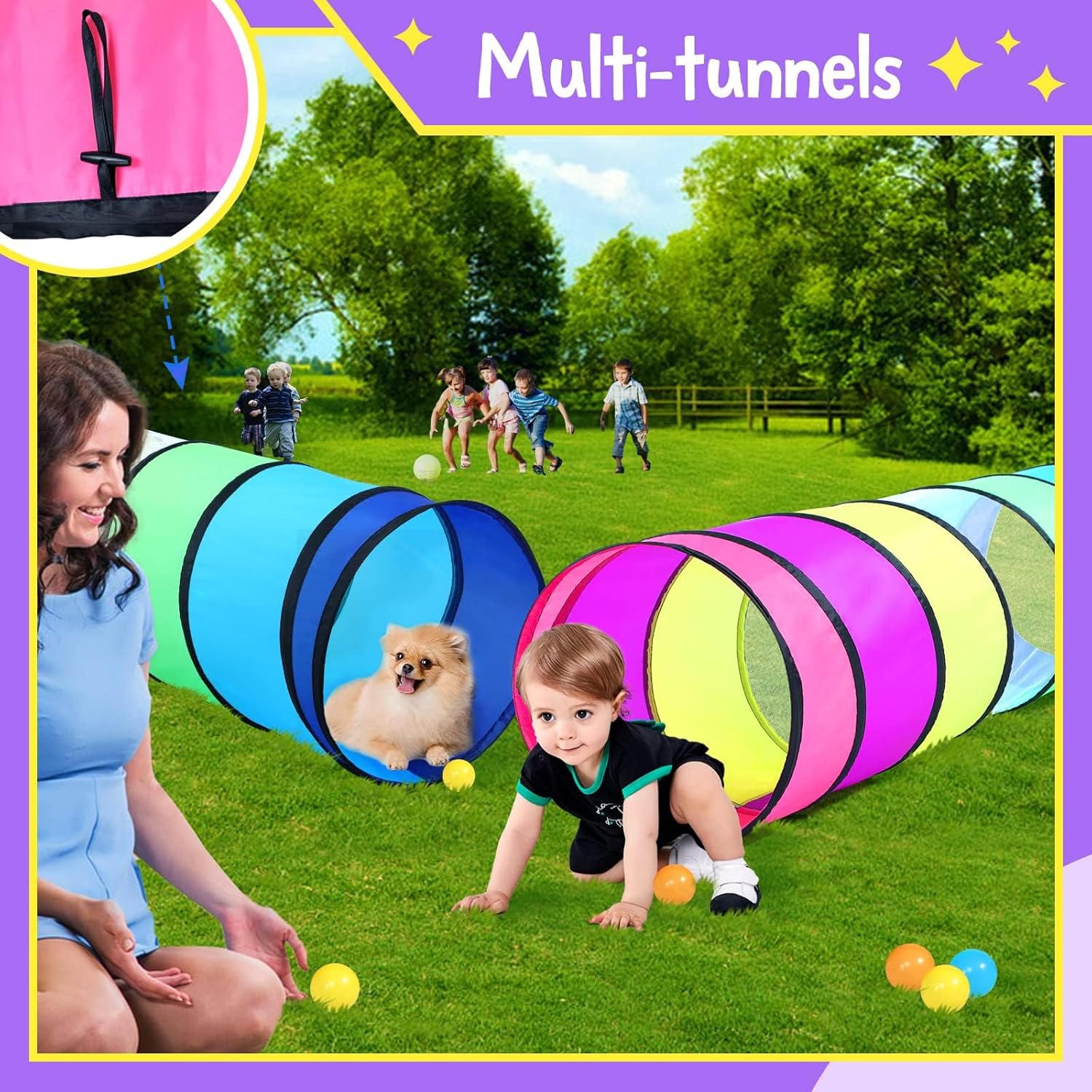 Thumbnail 6 de Kids Play Tunnel Tent for Toddler (6-ft Pop Up) with Mesh – Durable, Safe Indoor/Outdoor Crawling Tunnel