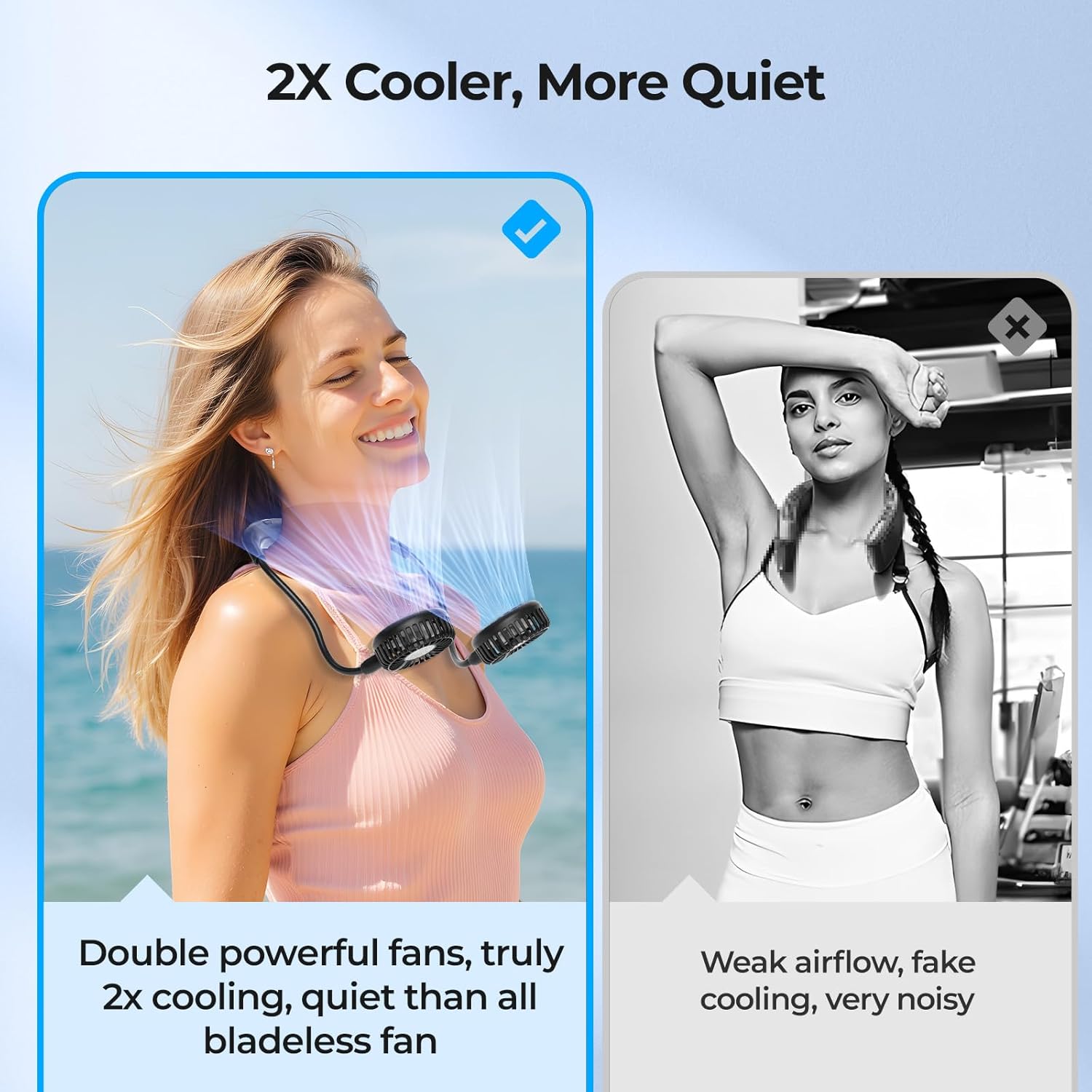 Thumbnail 1 de Amacool Neck Fan Battery Operated Neckband Fan (Black) — 3-Speed Hands-Free Personal USB Fan