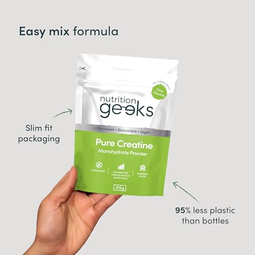 Thumbnail 6 de Nutrition Geeks Pure Creatine Monohydrate Powder – 315g (90 Servings), Unflavoured, Micronised & Easy to Dissolve