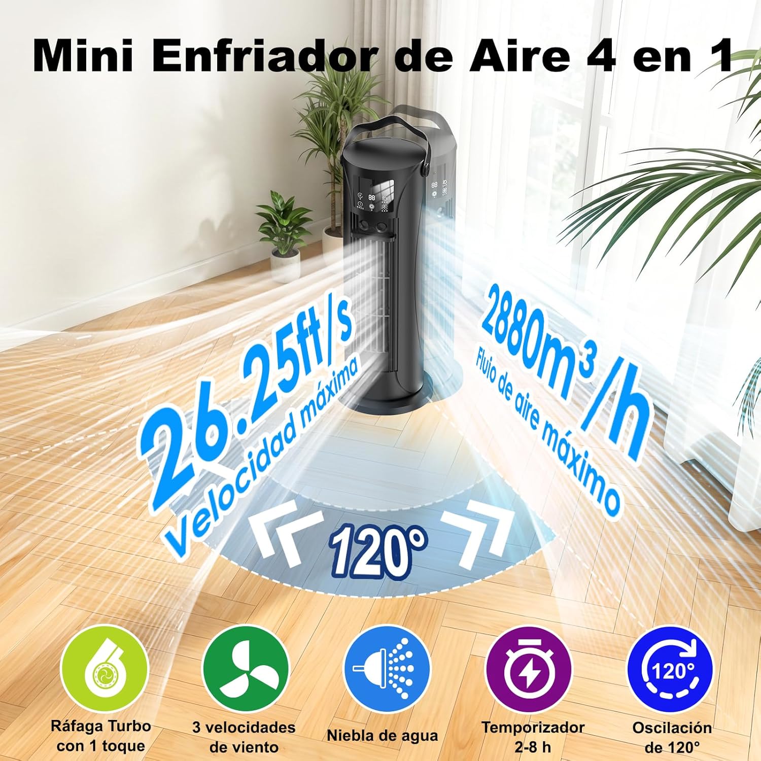 Thumbnail 6 de Mobile Klimaanlage – Mini Klimaanlage mit Kühl-, Befeuchtungsfunktion und 120° Oszillation