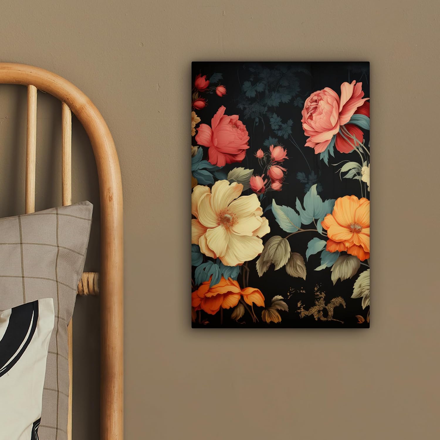 Thumbnail 3 de MuchoWow Impression sur Toile 20x30 cm – Tableau mural moderne fleurs nature noir couleurs