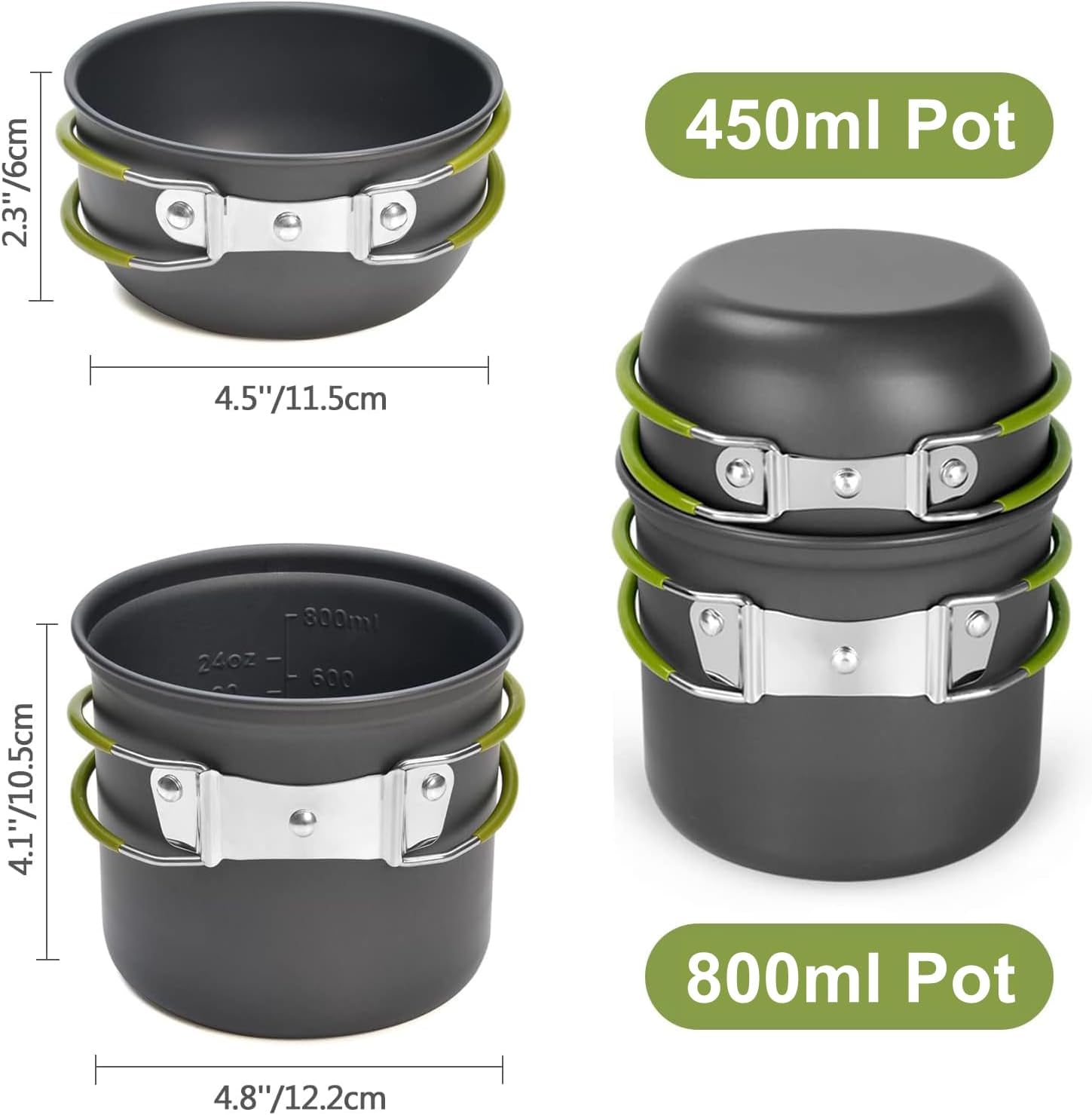 Thumbnail 1 de Odoland 10-teiliges Camping Geschirr-Set – ultraleichtes Aluminiumkocher-Set für Outdoor, Wandern und Picknick
