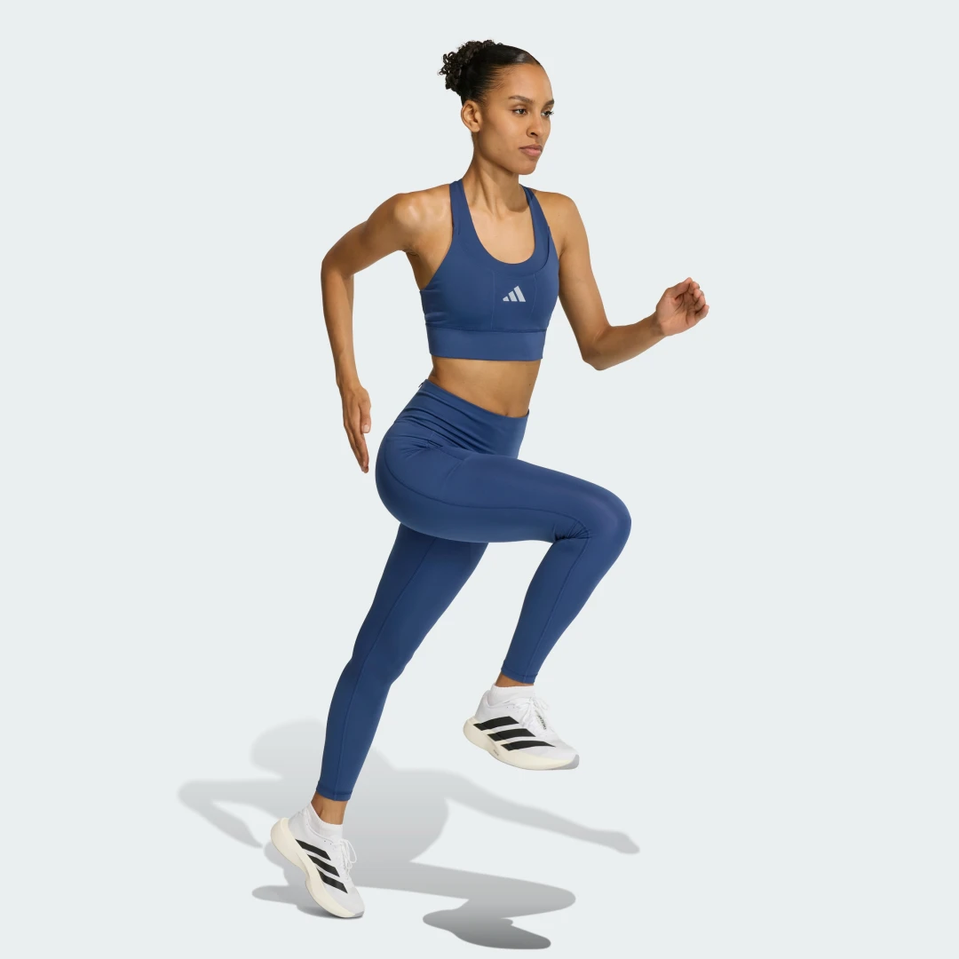 Detalle de Sujetador de running para impacto medio con bolsillo adi365 de Adidas – color Azul