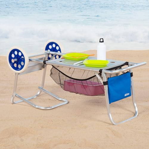 Detalle 2 de Aktive 62683 Carro Mesa Playa 2 en 1: aluminio, 20 kg y mesa integrada