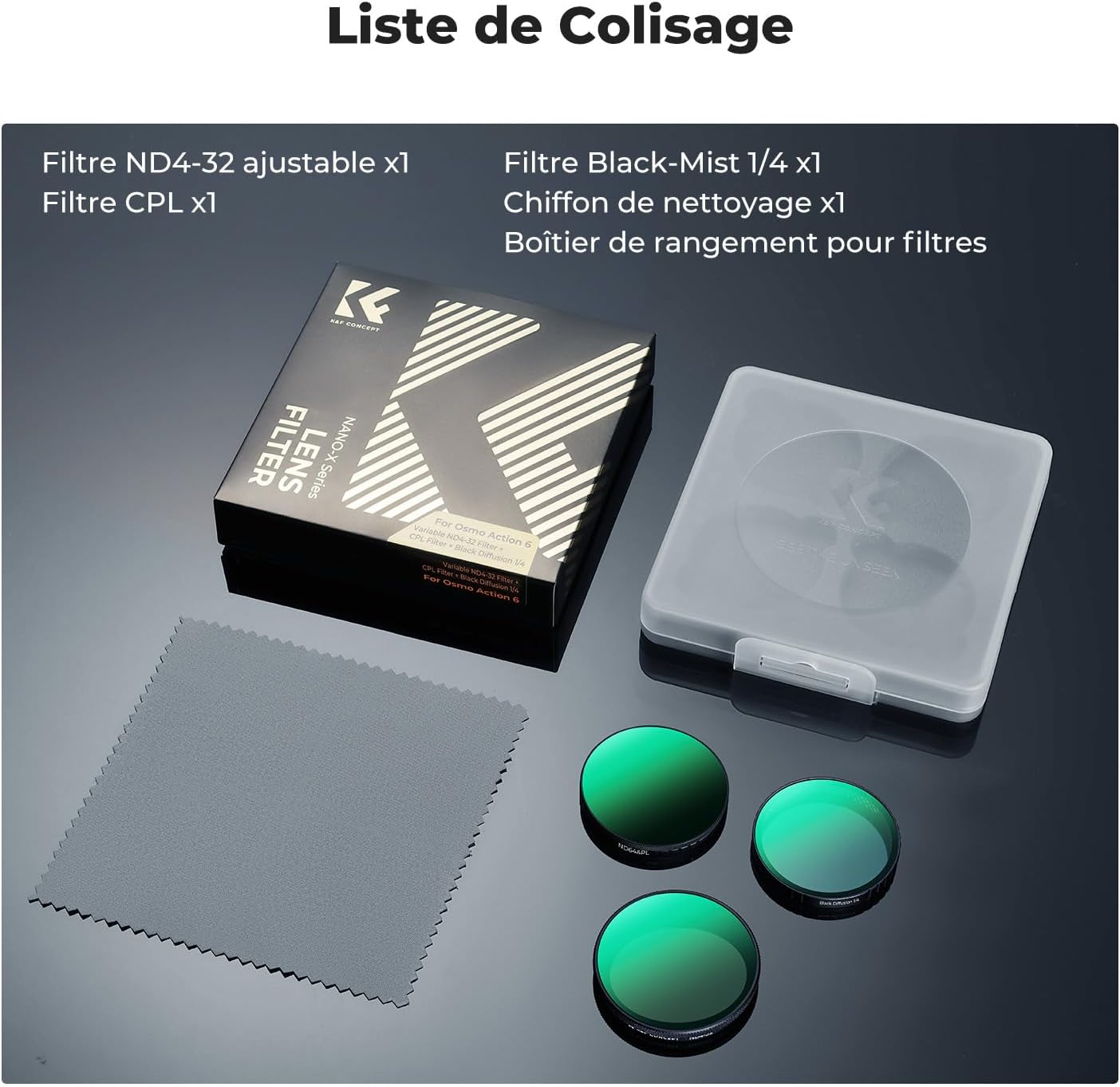Thumbnail 6 de K&F CONCEPT Kit de 3 filtres ND/CPL pour Osmo Action 6