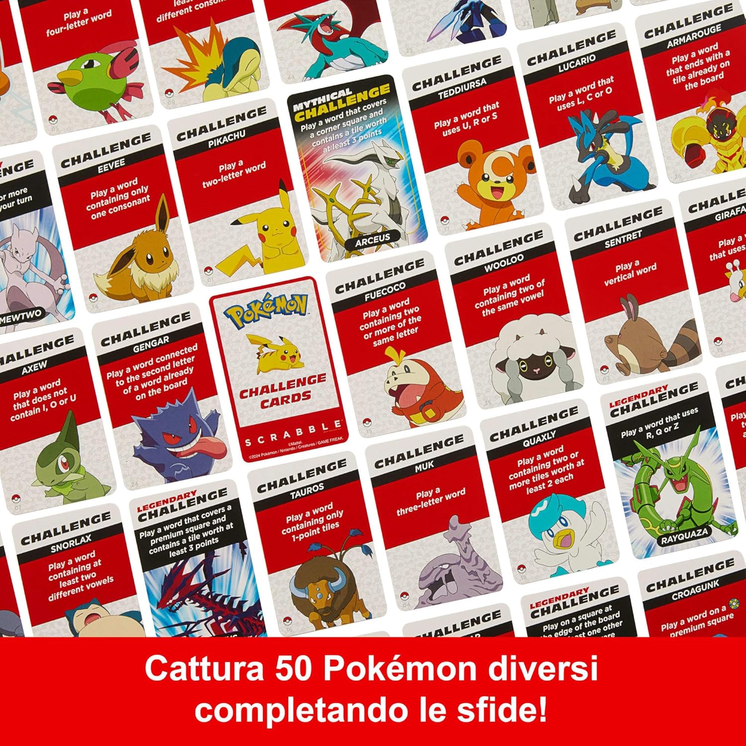 Thumbnail 3 de Mattel Games Scrabble Pokémon – Il gioco da tavolo con 50 sfide Pokémon e modalità doppia