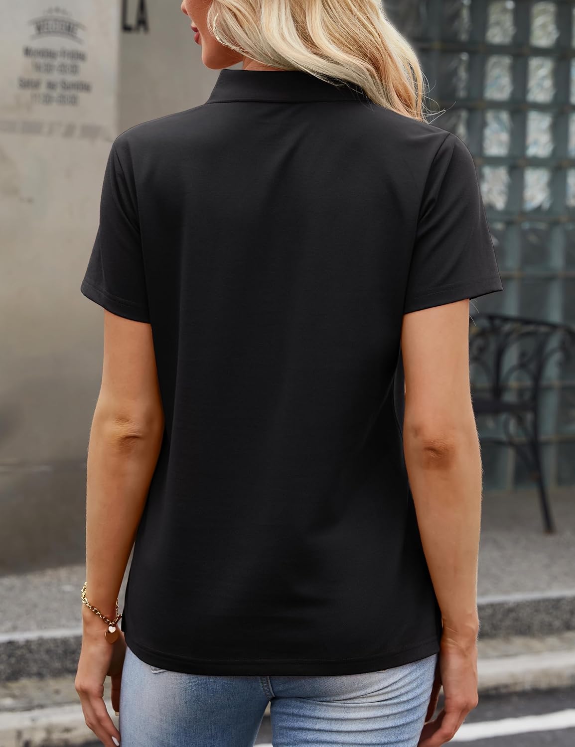 Detalle de MAGCOMSEN Women's Cotton 3-Button Polo Shirt: Lightweight, breathable comfort for everyday wear