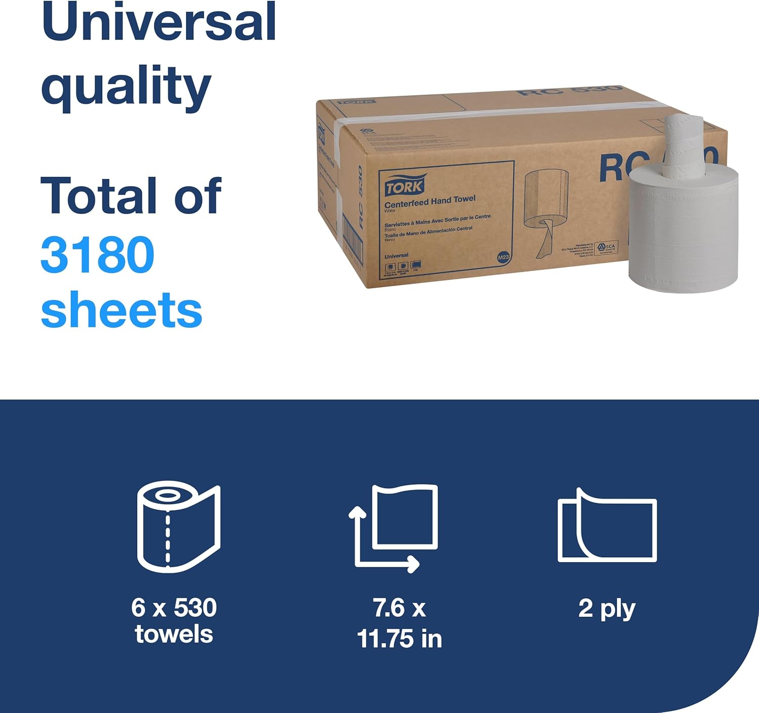 Thumbnail 1 de Tork RC530 6 Rolls Hand Towels 🧻