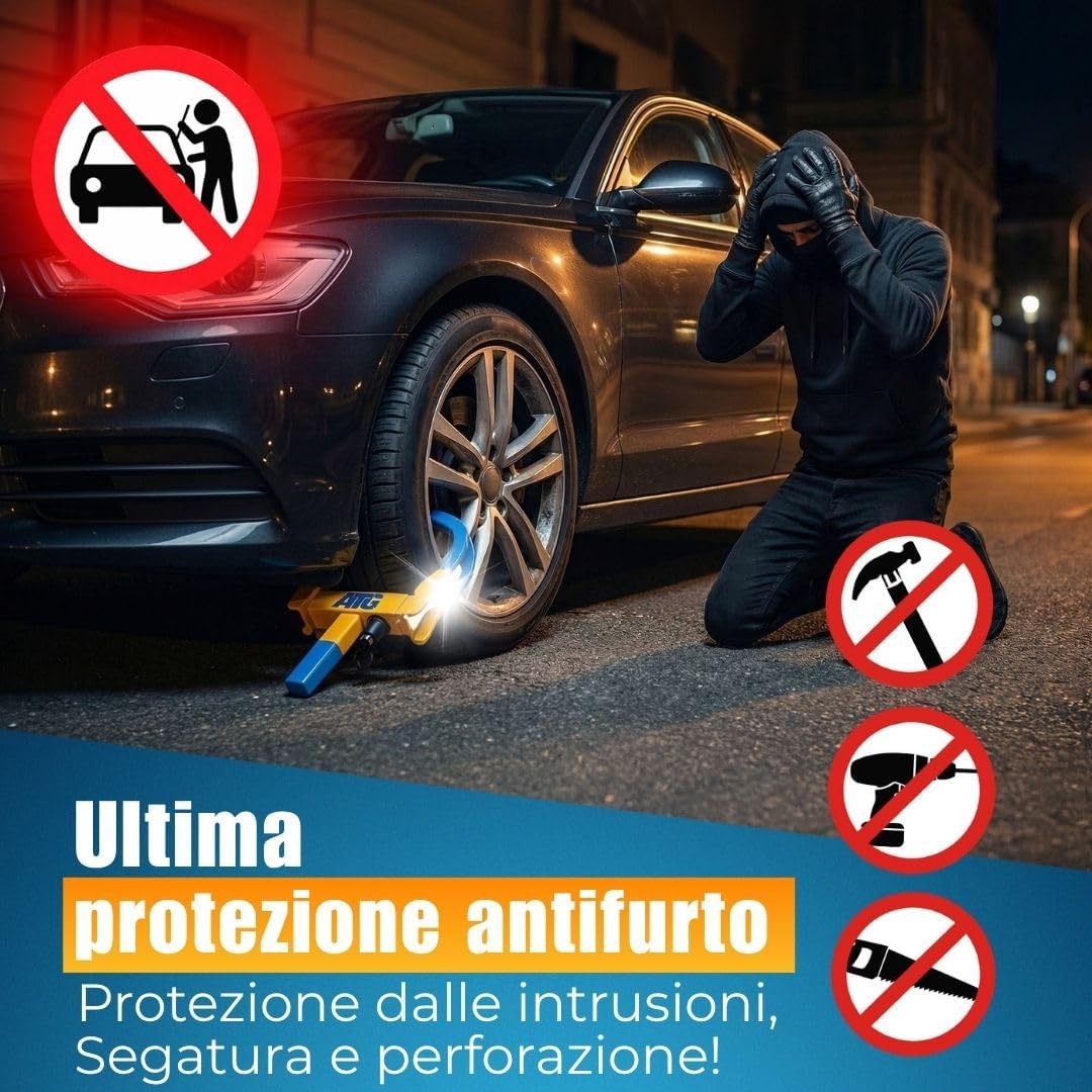 Thumbnail 3 de ATG Bloccaruota Auto e Rimorchio – Antifurto meccanico universale per auto, caravan e rimorchi (18–28 cm)