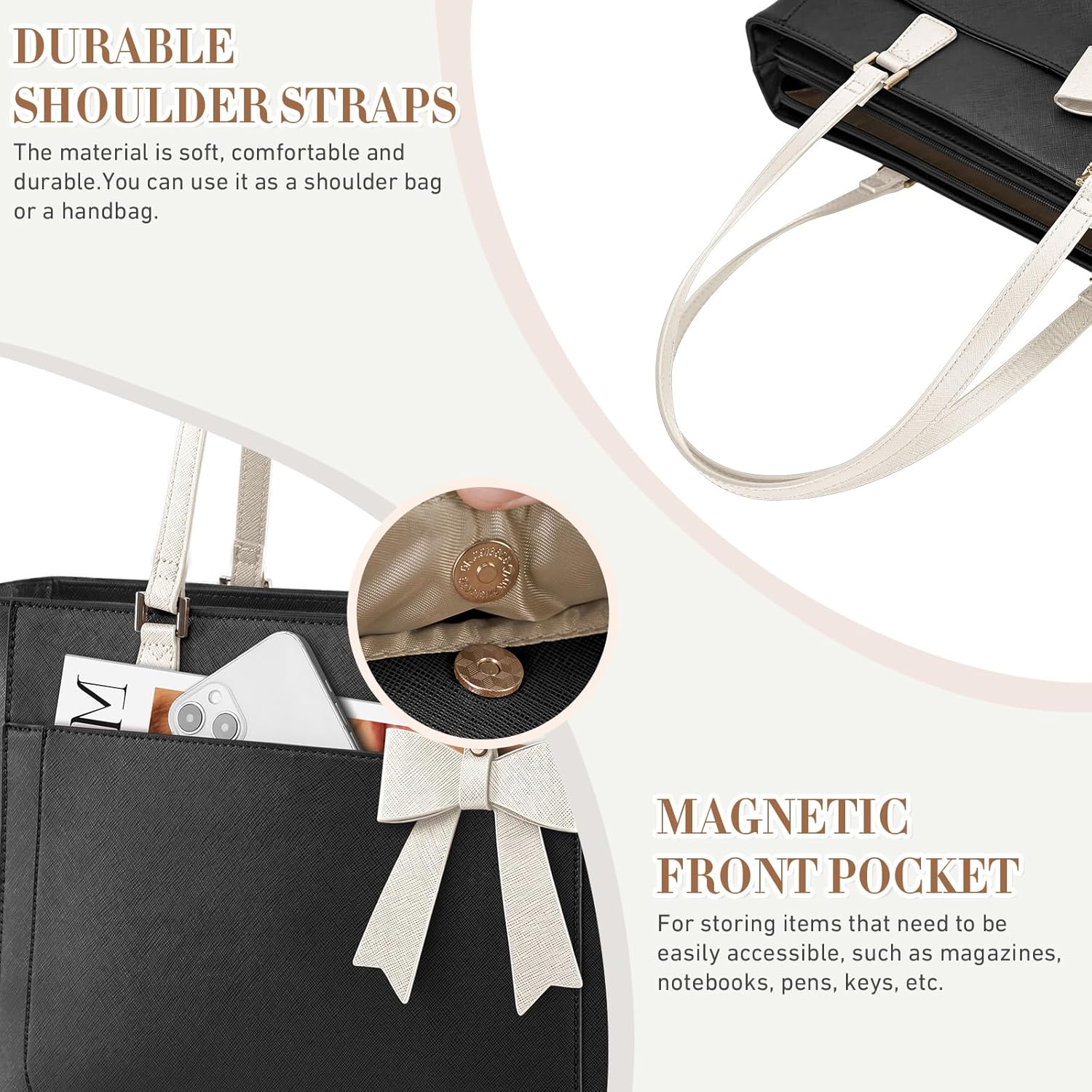 Thumbnail 4 de RAINSMORE Tote: Large Waterproof PU Leather Handbag for Women
