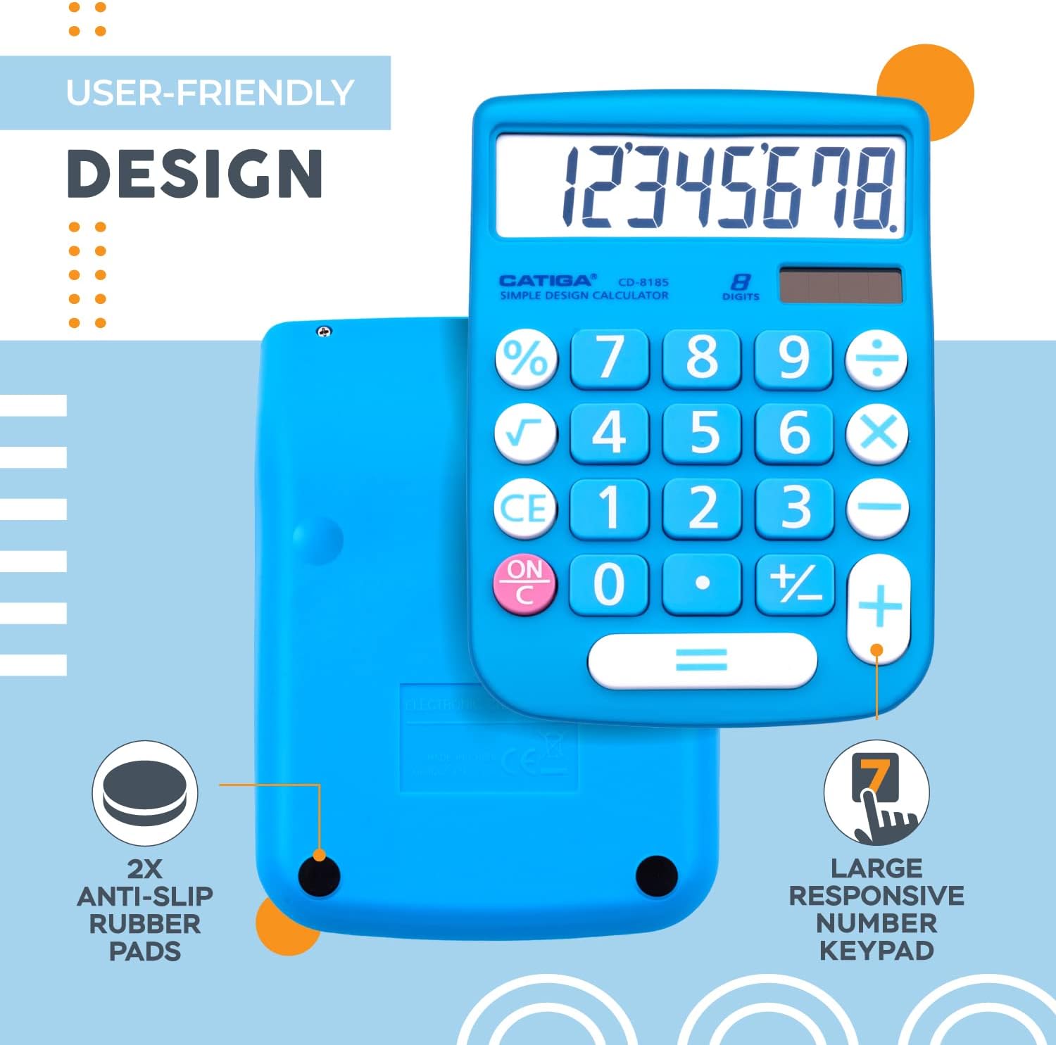 Detalle de CATIGA Desktop Calculator 8-Digit with Solar Power and LCD Display (CD-8185)