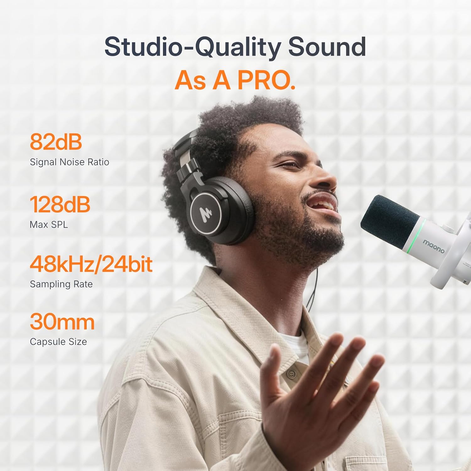 Detalle 2 de MAONO PD200W Hybrid Wireless Dynamic Podcast Microphone, USB and XLR