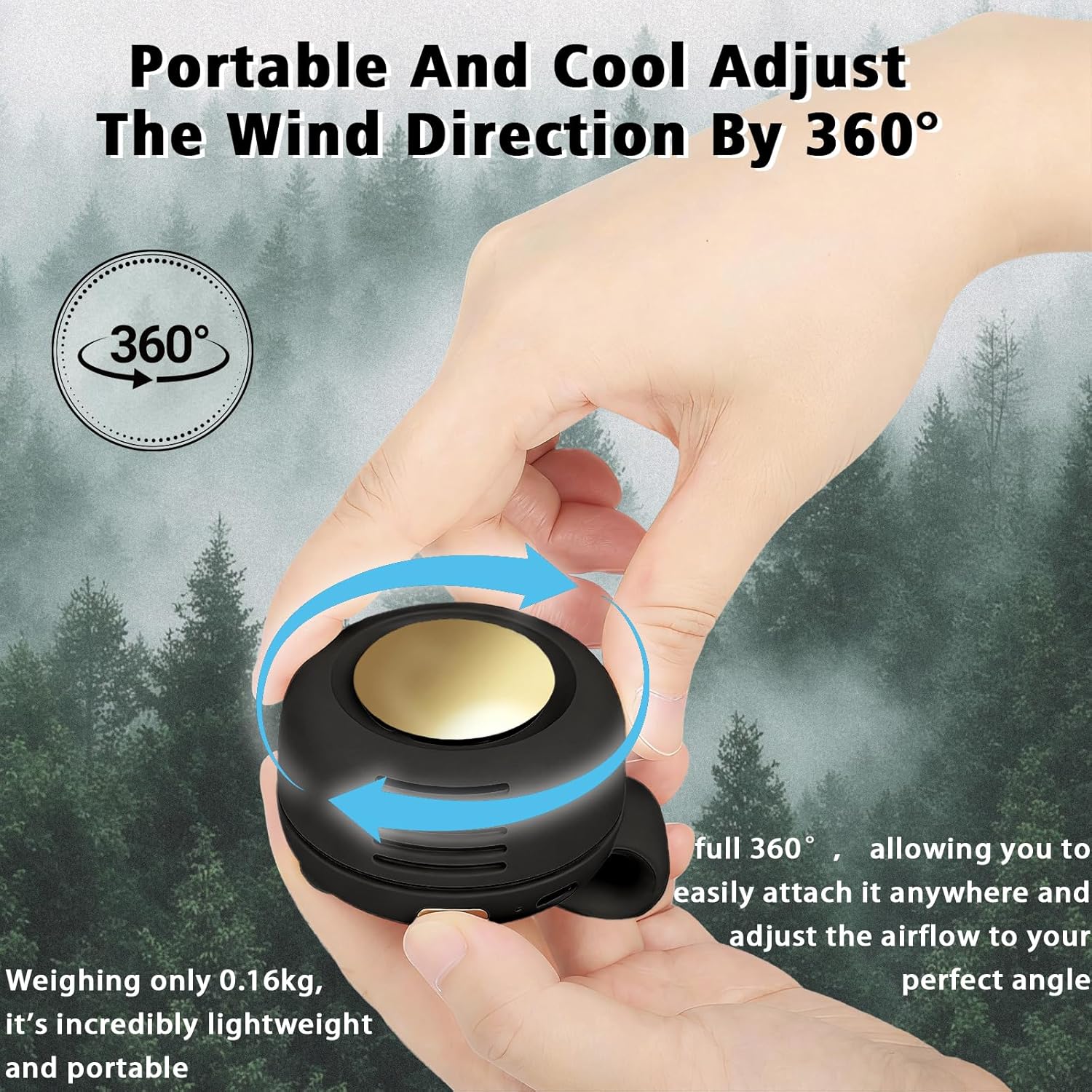 Detalle 2 de Ahuccf Portable Clip-On Fan (2-Pack): Ultra-Light, USB Rechargeable, 360° Rotatable Bladeless Personal Fans