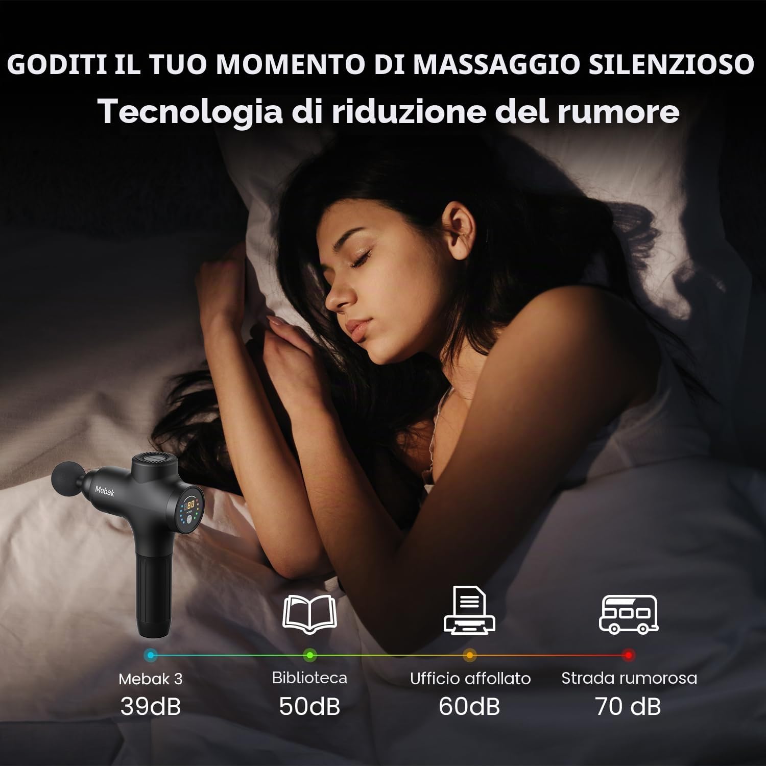 Thumbnail 6 de Mebak 3 Pistola Massaggio Muscolare Professionale (3200 RPM) con 7 testine