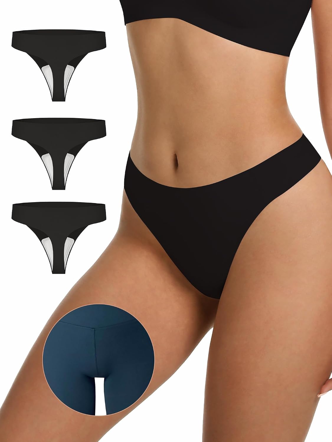 Detalle de LUCKMEEY Seamless Thongs for Women with Sewn-In Cover Pad