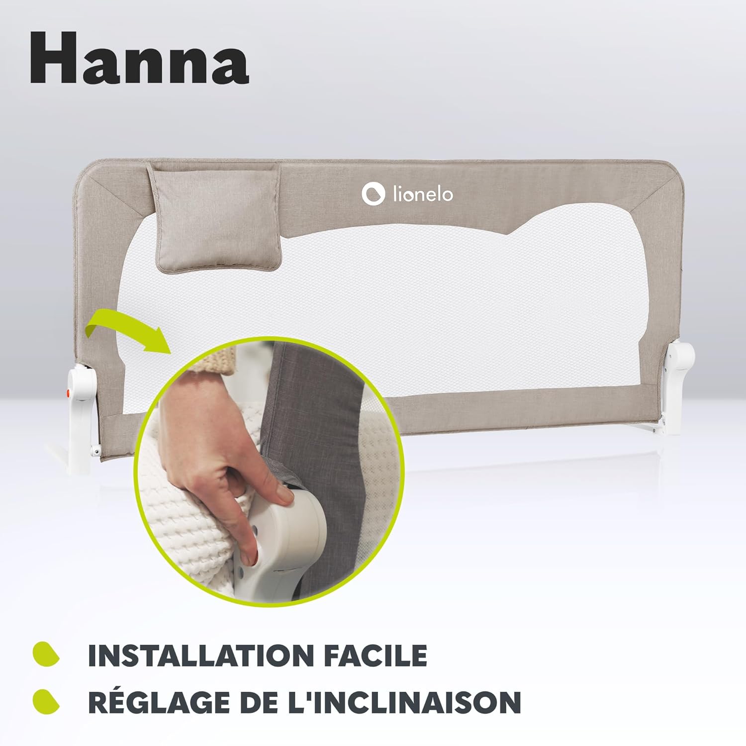 Detalle 2 de Lionelo Hanna Barrière de lit pour enfant 150 x 65 cm – Barrière de sécurité pliable et portable
