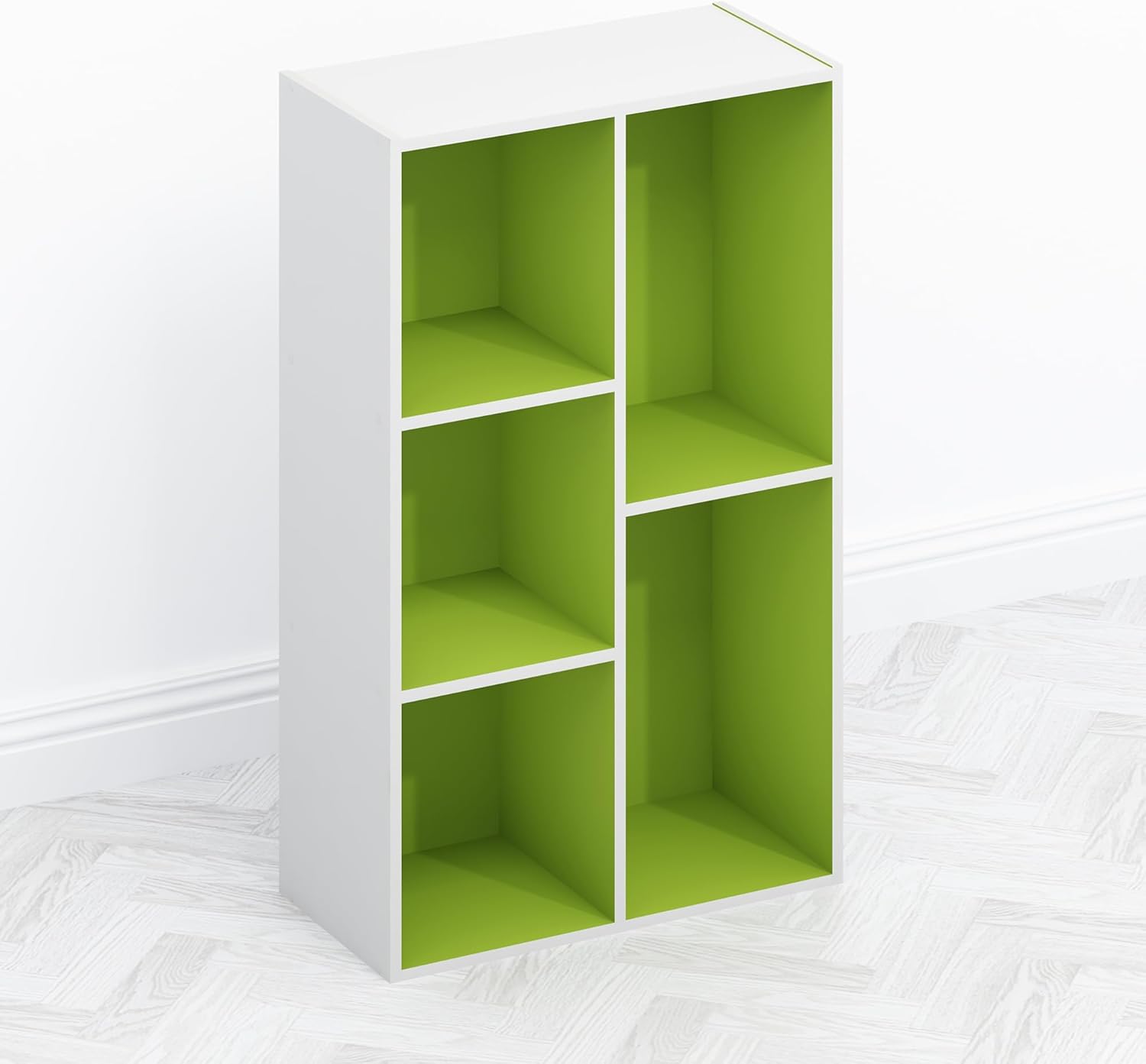 Detalle de Furinno TOMI TV Stand: Reversible 5-Cube Entertainment Center in Green
