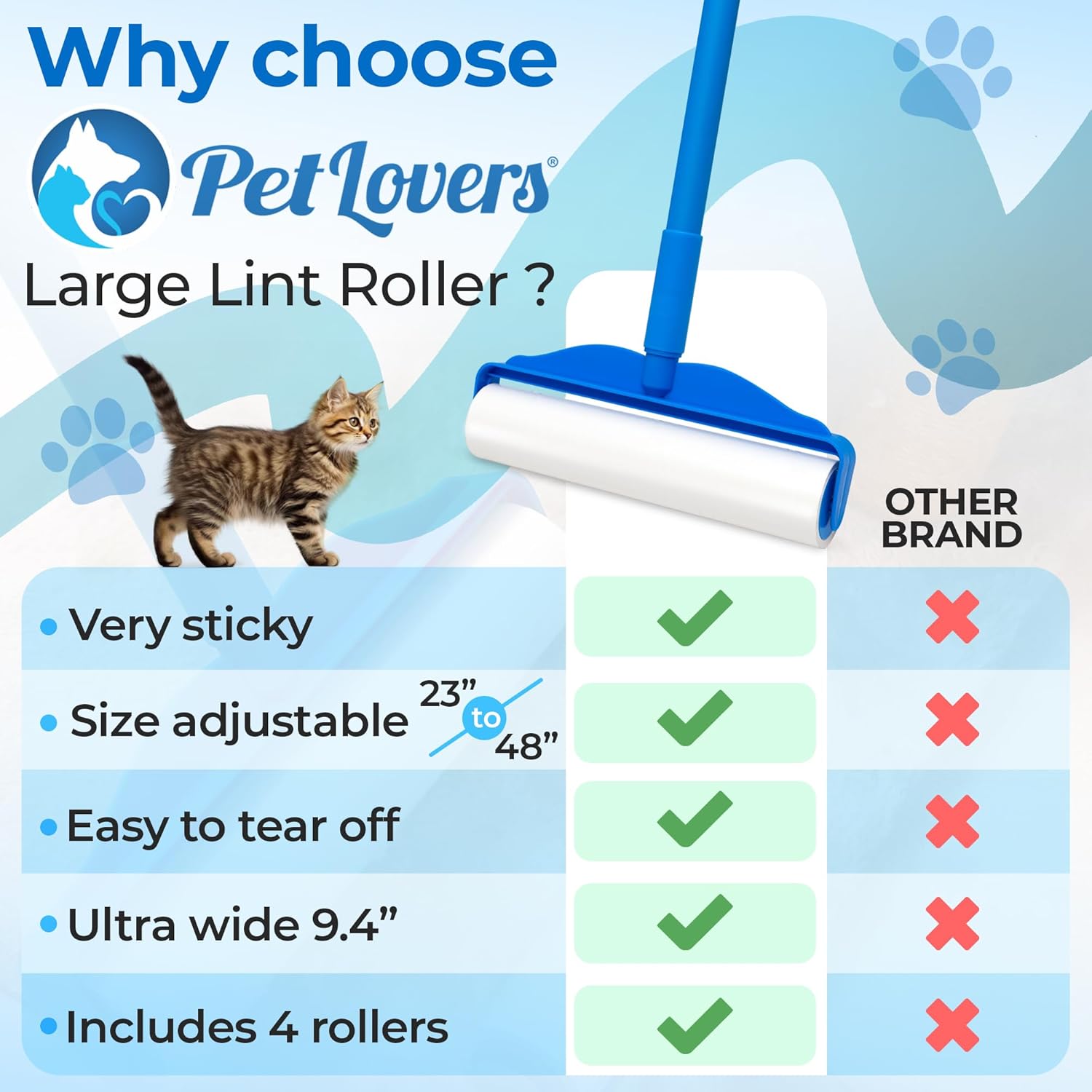 Thumbnail 6 de PetLovers Large Lint Roller with 3 Refills: 360 Sheets for Pet Hair Removal