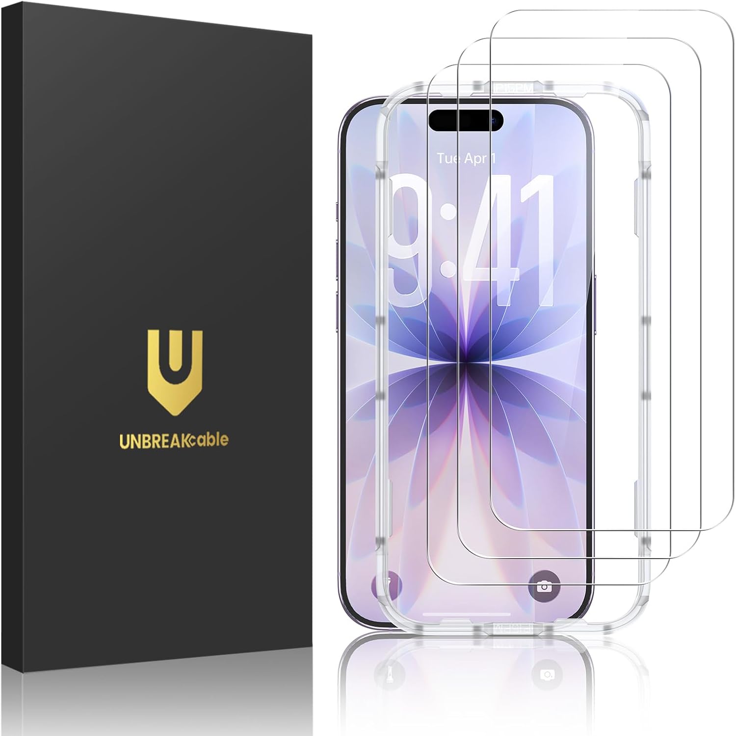 Detalle de UNBREAKcable 3-Pack Tempered Glass Screen Protector for iPhone 6.3-inch (Easy Installation Frame, 9H, HD Clear)