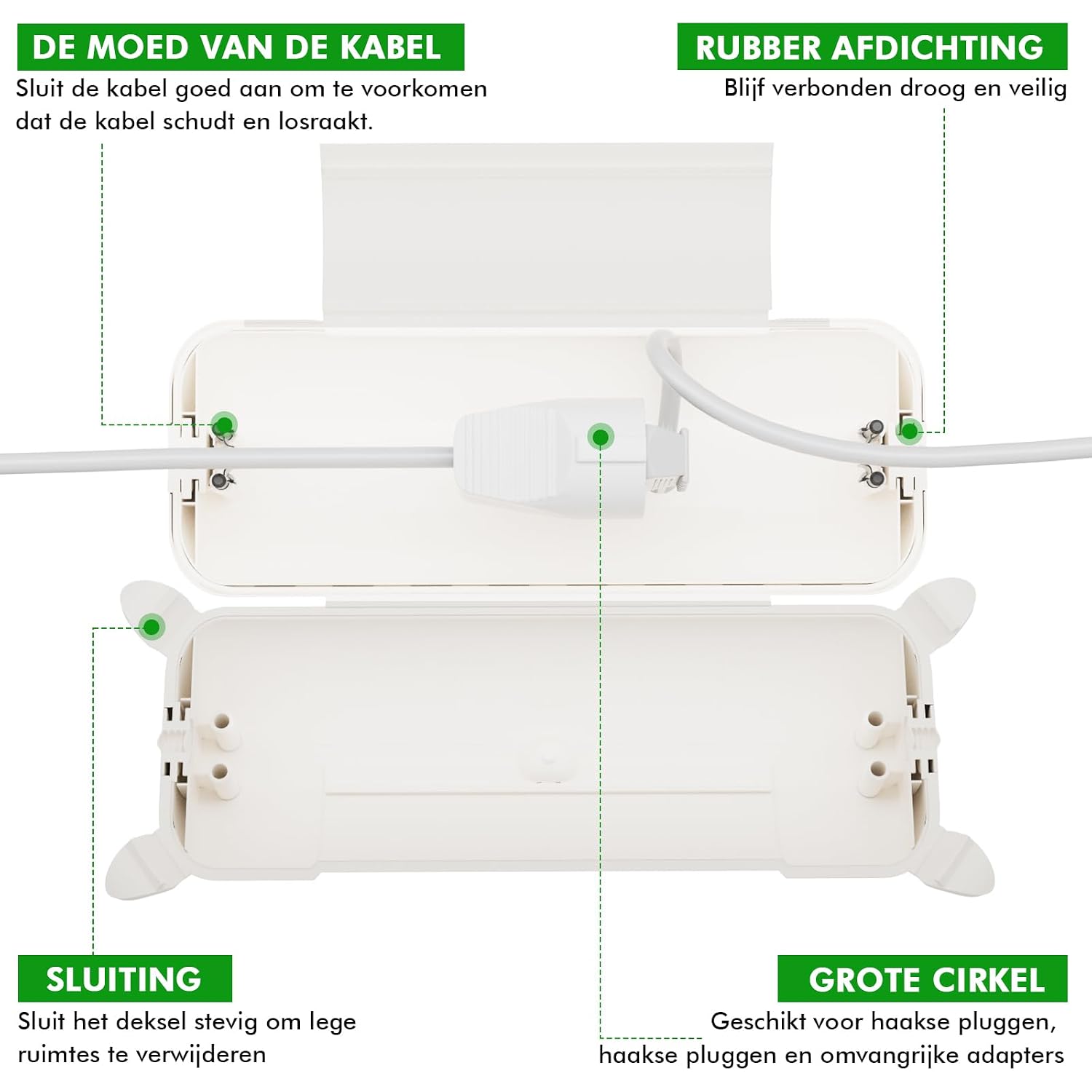 Detalle de Restmo DE-O-ECC-1-WH1 kabeldoos IP44 voor buiten, 29 x 11 x 7,5 cm, wit