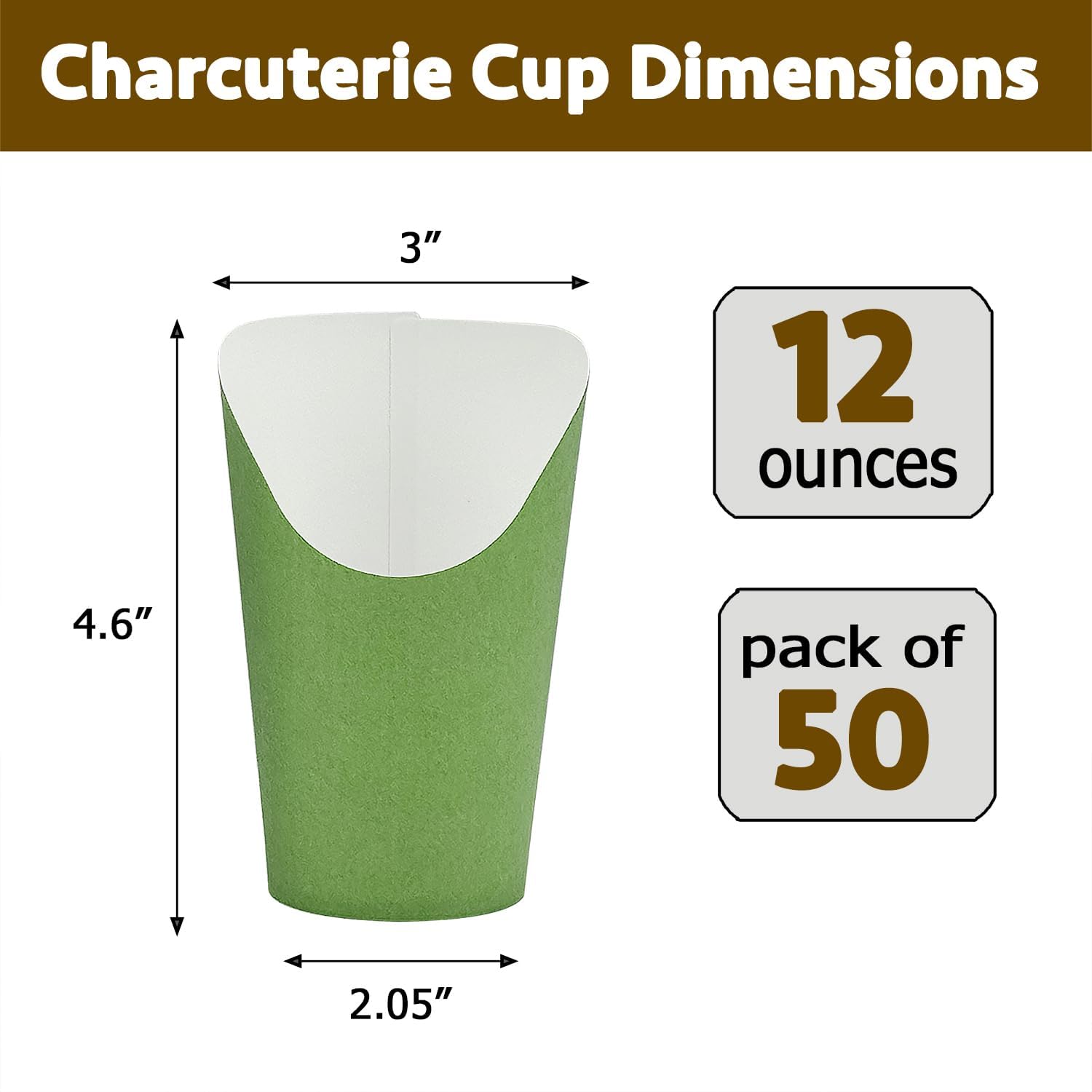 Thumbnail 1 de CAMKYDE Charcuterie Cups Sage Green, 12 oz Paper Fry Cups, 50-Pack