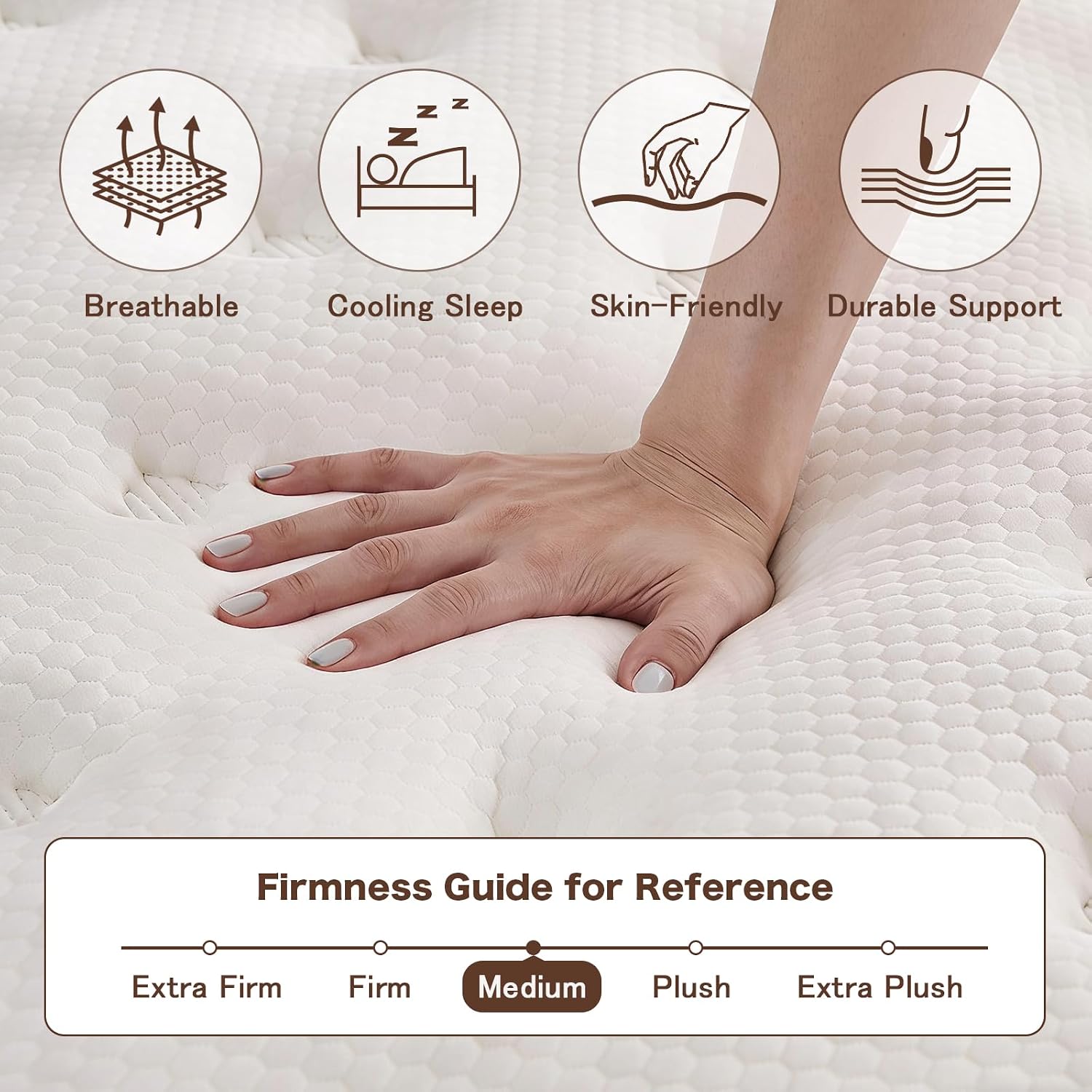 Detalle de Vantto V1-12F Full Hybrid Mattress, 12-Inch, Pocket Springs and Memory Foam