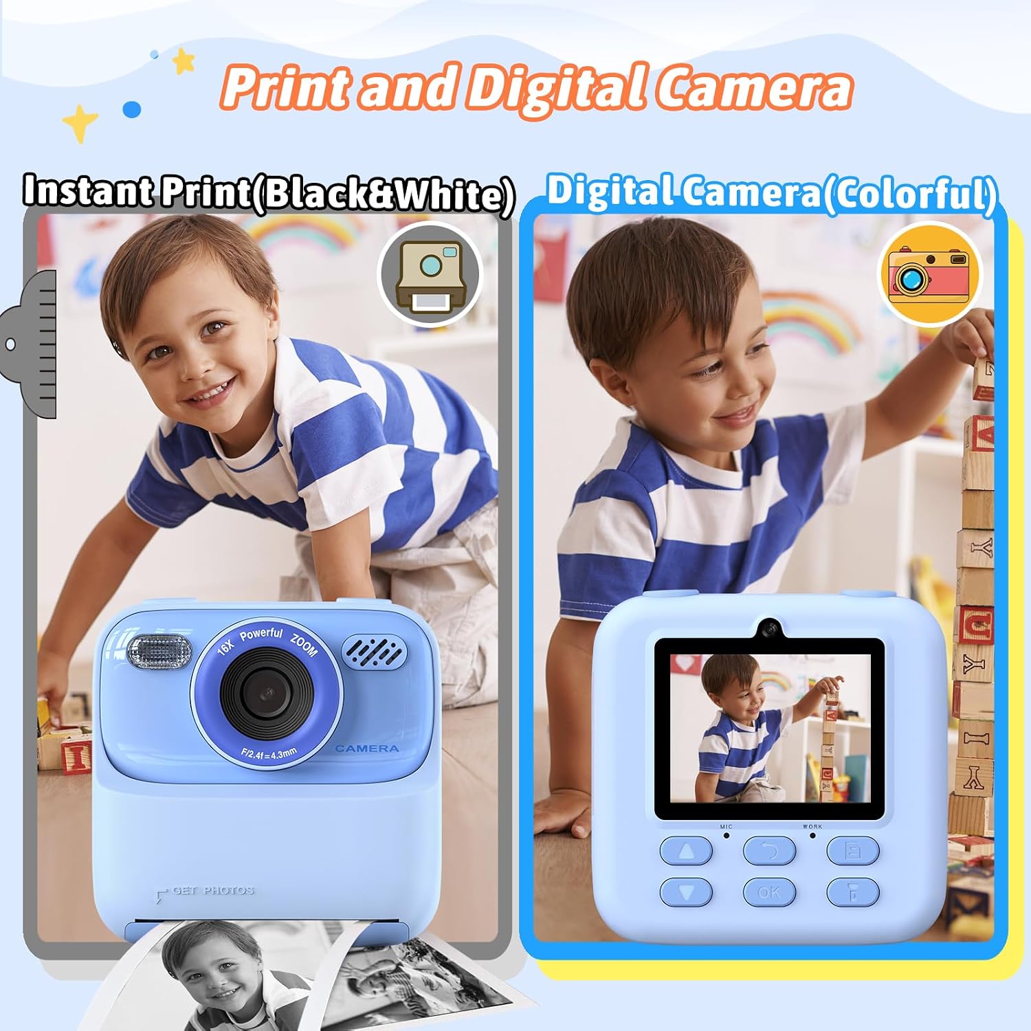 Thumbnail 3 de Cimizi P79 Kids Instant Print Camera, 1080p Video, Dual Lenses, 2.4-Inch Screen