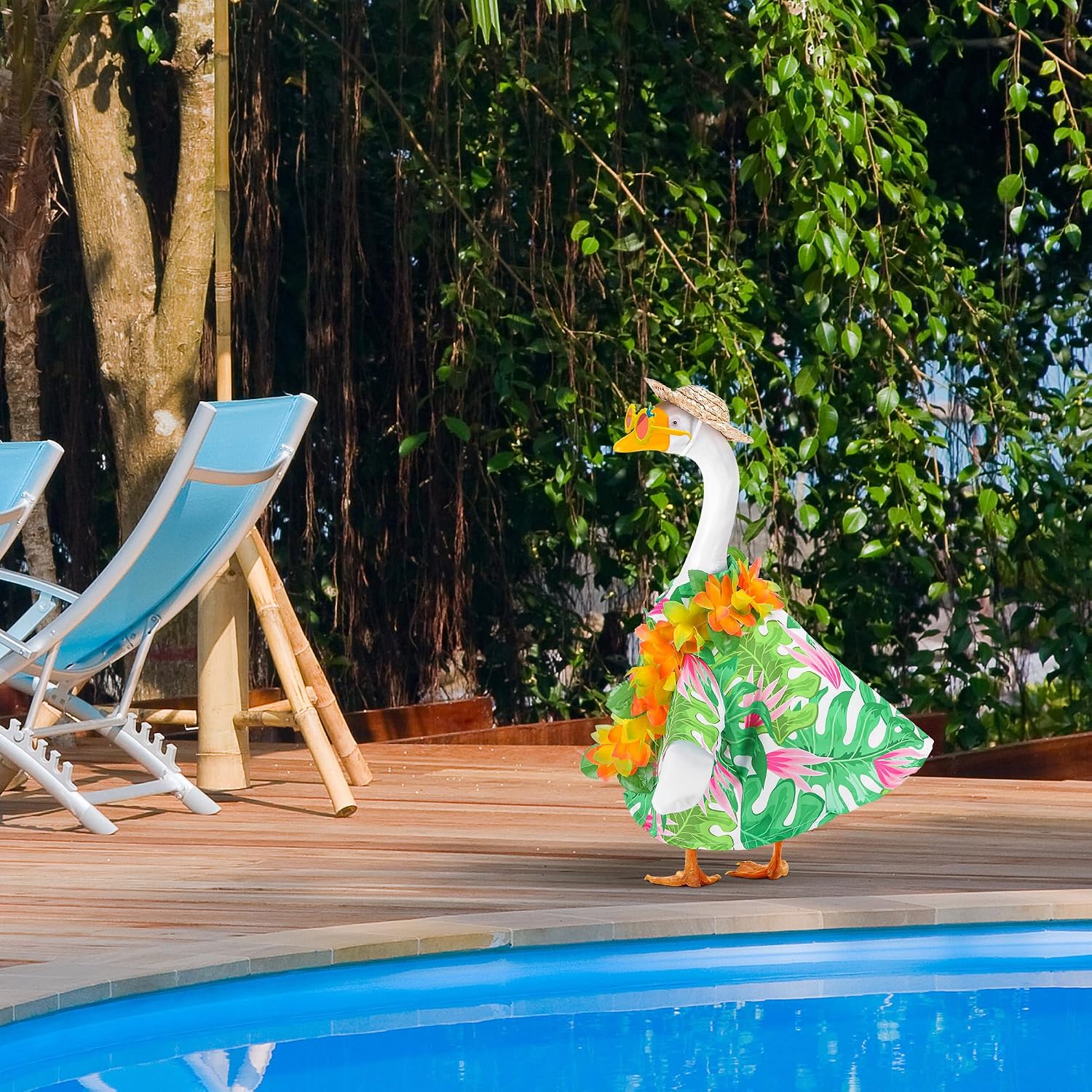 Detalle 2 de DECOHS Hawaiian Porch Goose Outfit Set for 23" Statues, 4-Piece