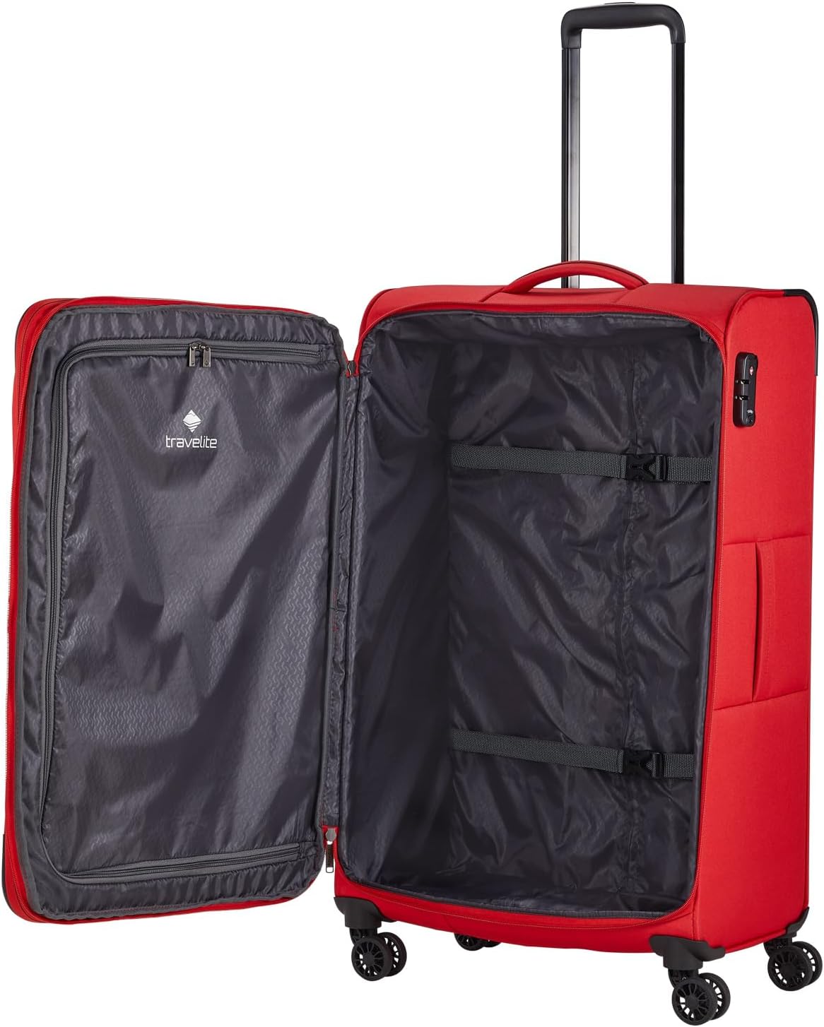 Detalle de Travelite CHIOS Valise à 4 roues taille L – 90 à 97 L, coque souple, rouge