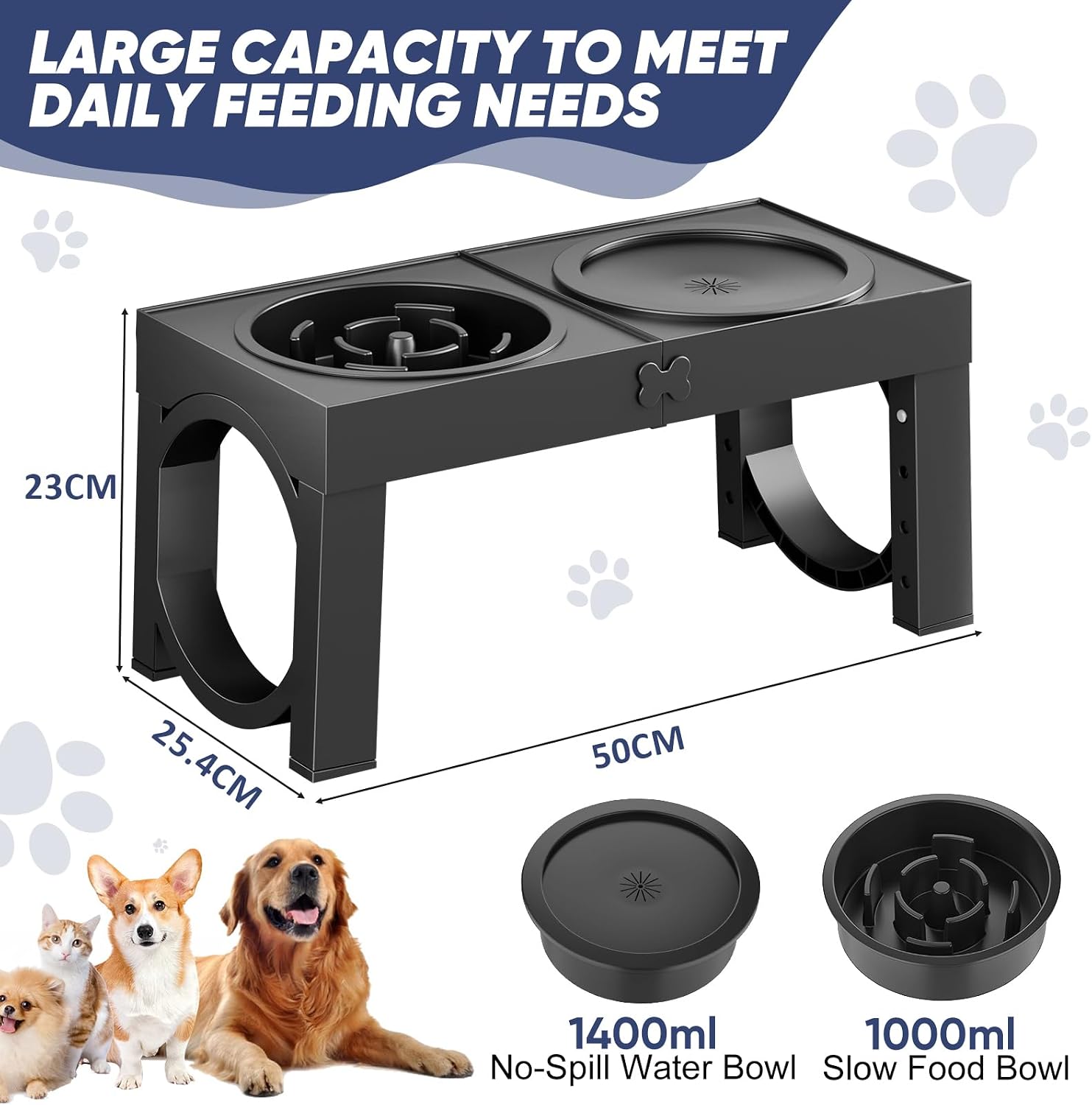 Detalle 2 de Aystkniet Raised Dog Bowl 5-Height Stand