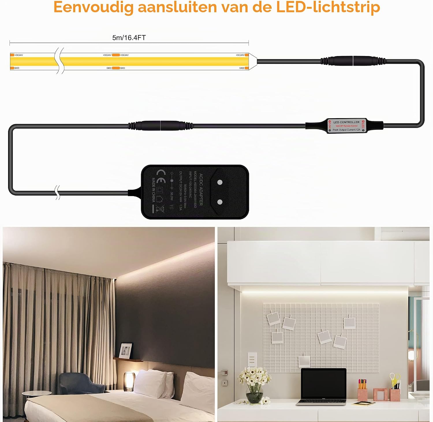 Detalle de TTWAY TT-510MS COB-ledstrip 5 m, 4000 K, dimbaar, 24 V