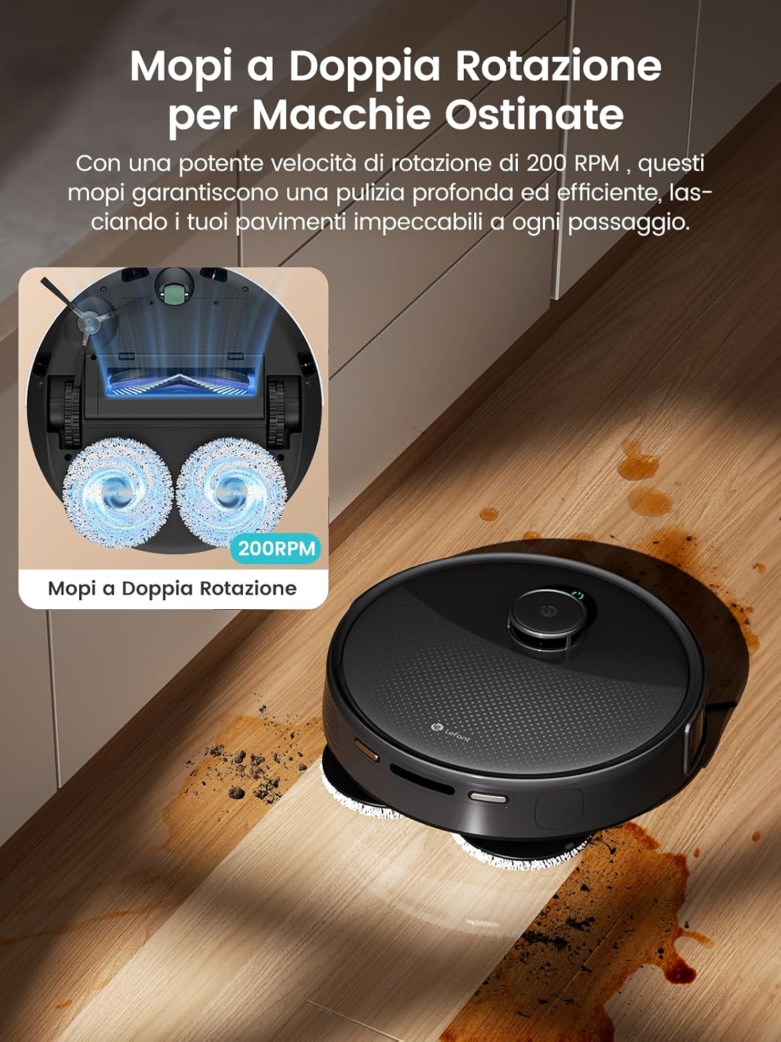 Detalle 2 de LEFANT M3 Robot Aspirapolvere Lavapavimenti