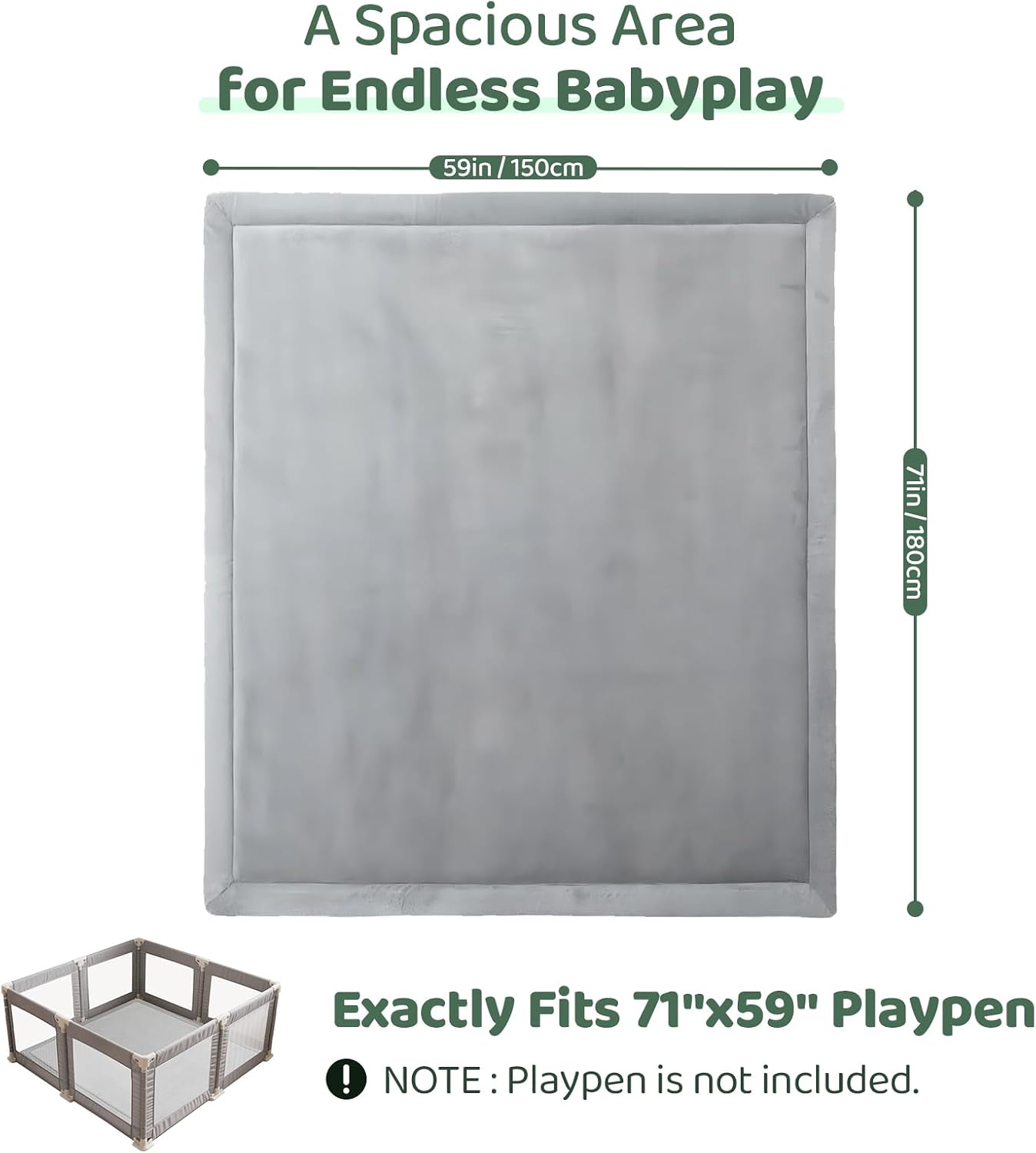 Thumbnail 2 de TreeBud DZ-DW Baby Play Mat, 1.3-Inch Memory Foam, Coral Velvet, Light Gray