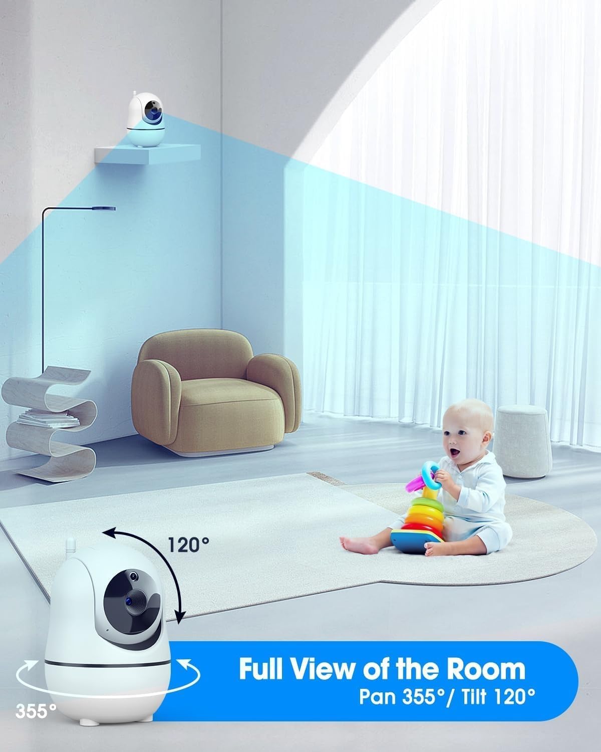 Thumbnail 1 de Kidsneed Baby Monitor: 3.5-Inch Screen Video Baby Monitor with Pan-Tilt-Zoom Camera