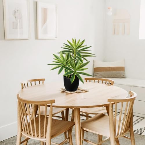 Detalle de Oairse künstliche Dracaena, 41 cm, grün-gelb im schwarzen Topf