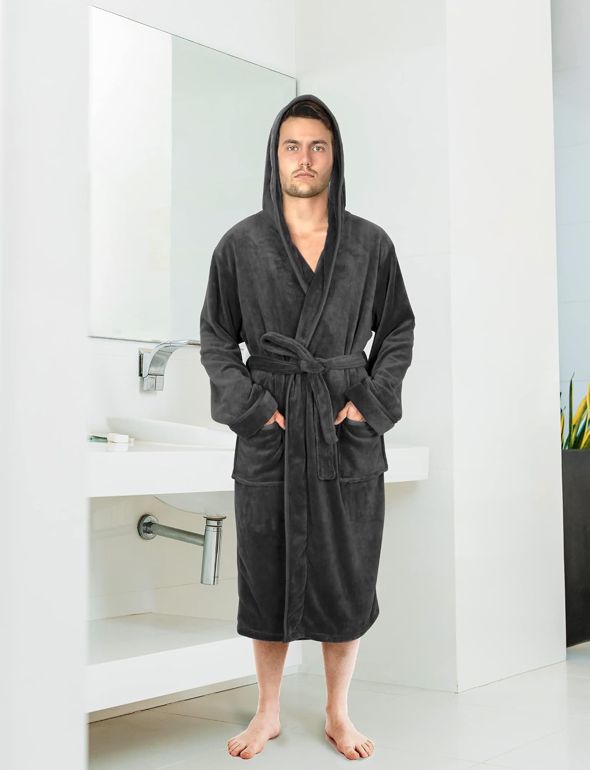 Thumbnail 4 de NY Threads Robe de chambre à capuche pour hommes