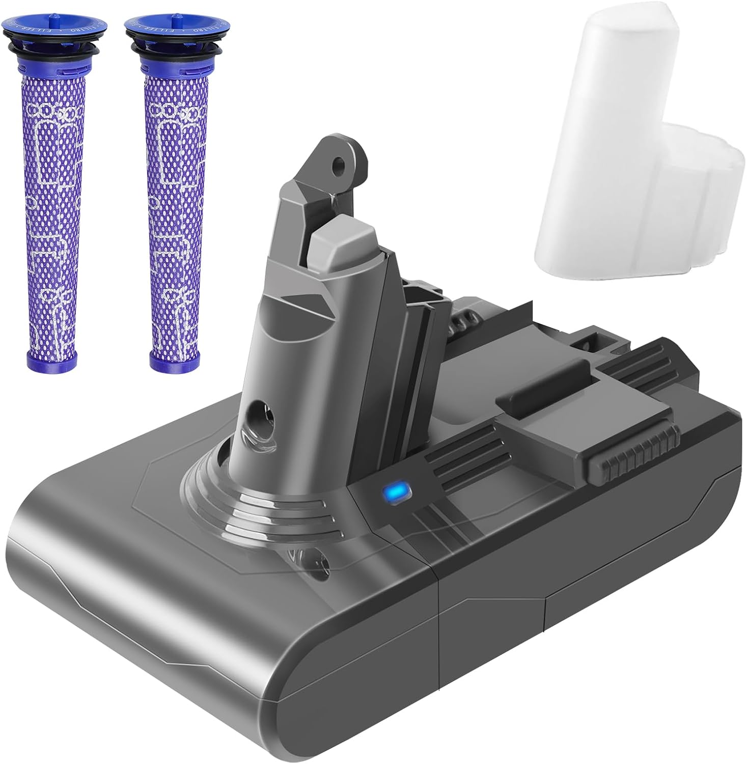 Detalle de AMICROSS 21.6V 4.5Ah Replacement Battery for Dyson V6 with Two Filters