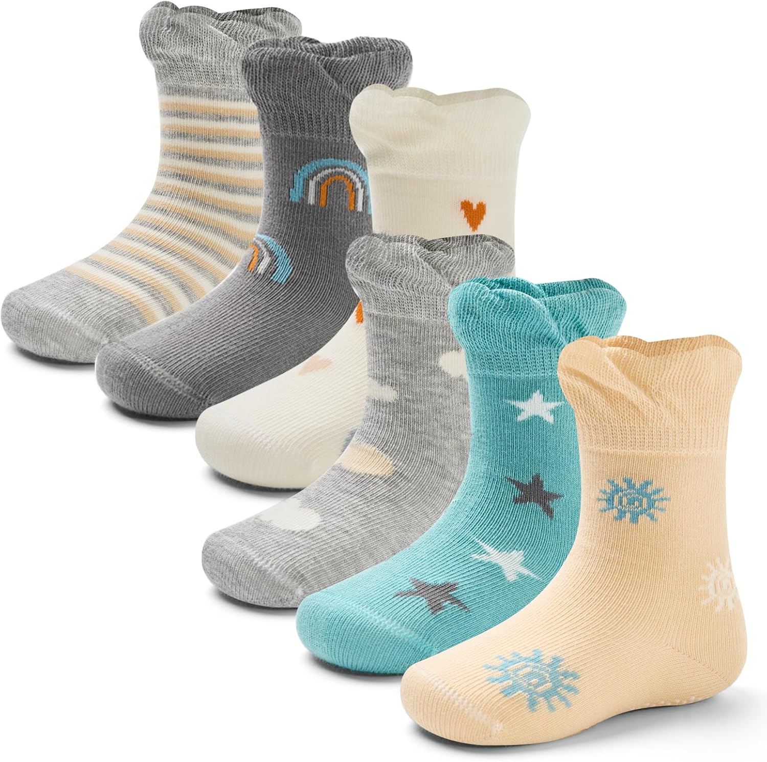 Thumbnail 6 de Aisyee 6 Paar Stoppersocken für Baby Jungen aus Baumwolle – rutschfest für die ersten Schritte