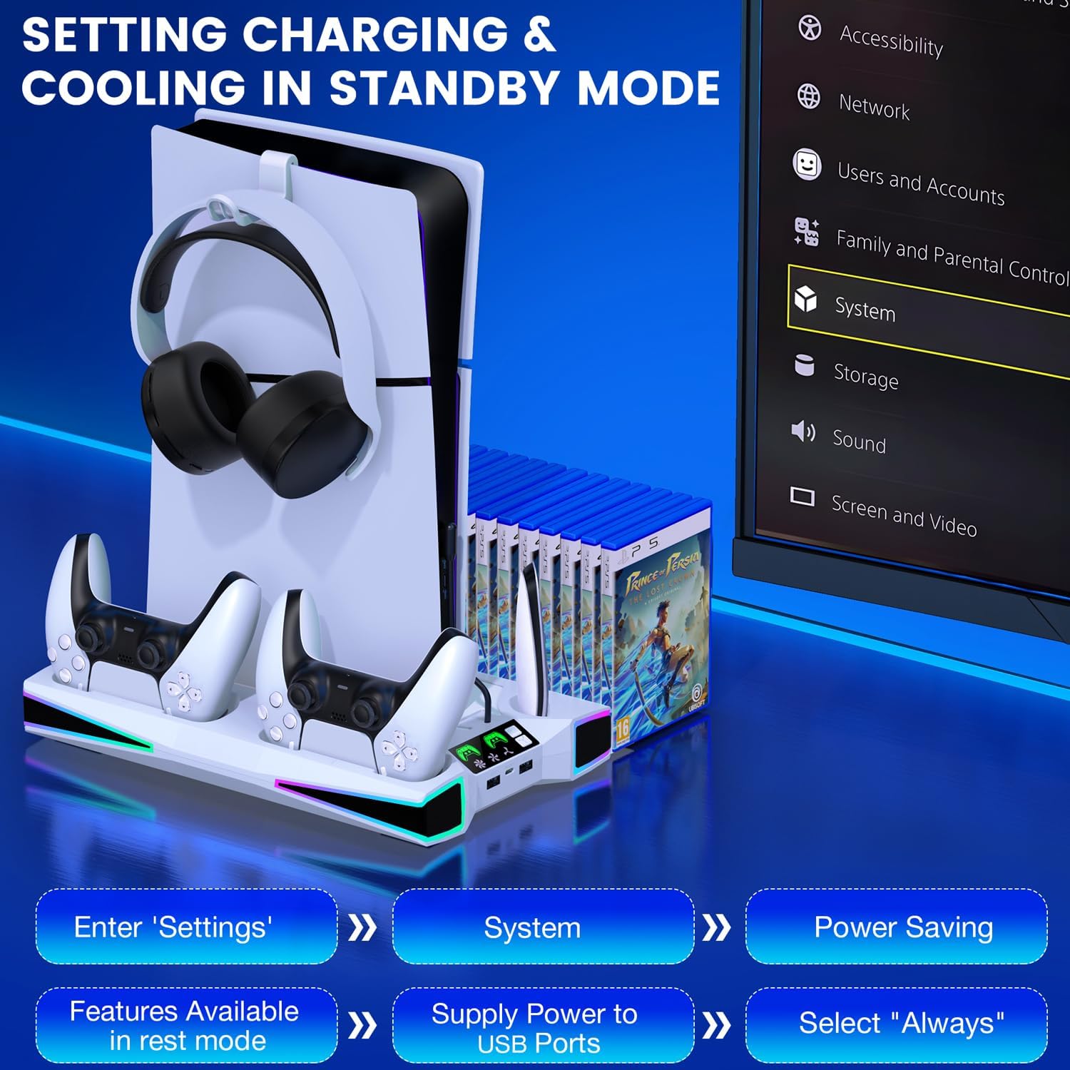 Detalle 2 de PS5 Slim Pro Stand Cooling Station